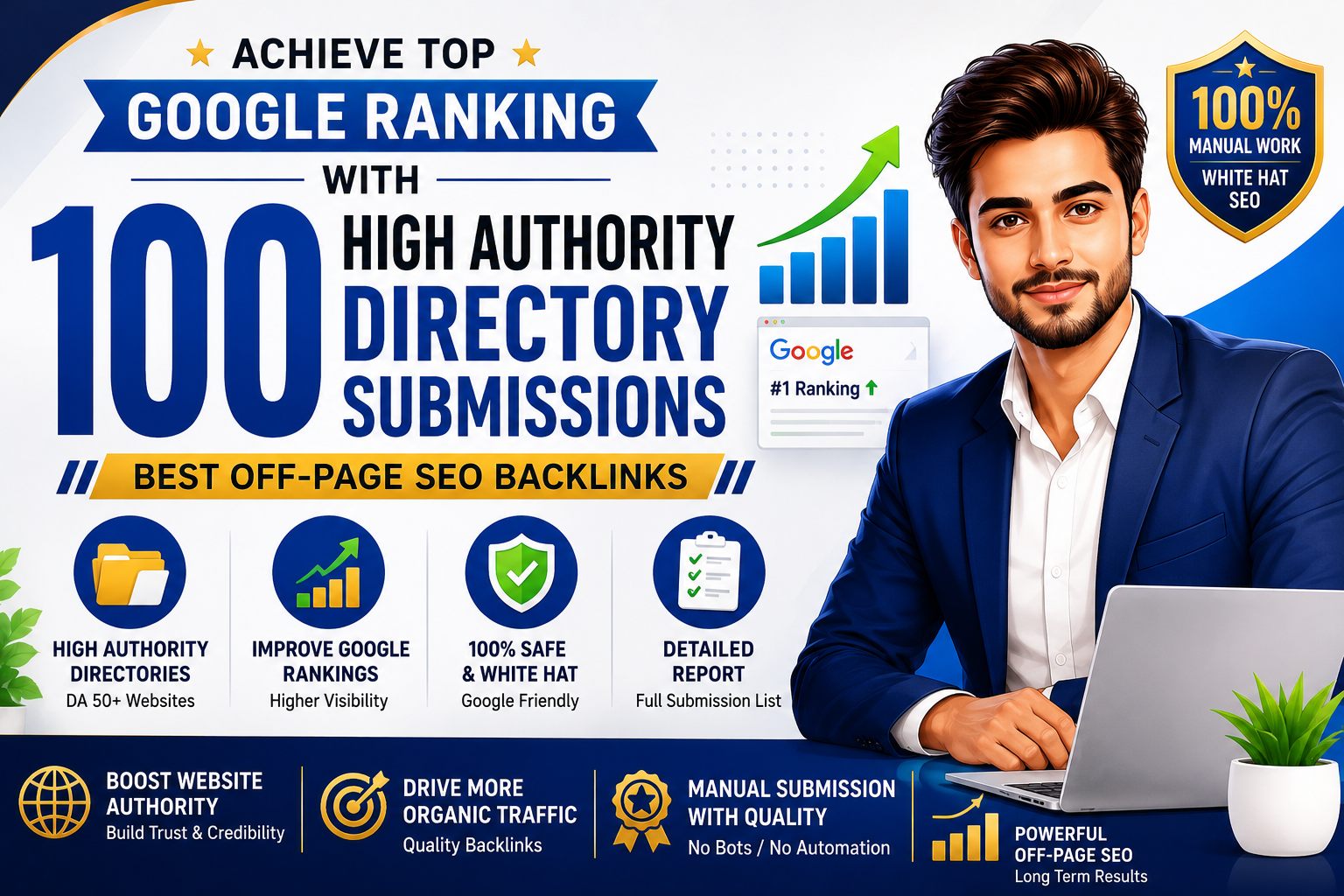 I Will Deliver 100 High Authority Directory Backlinks with White Hat SEO