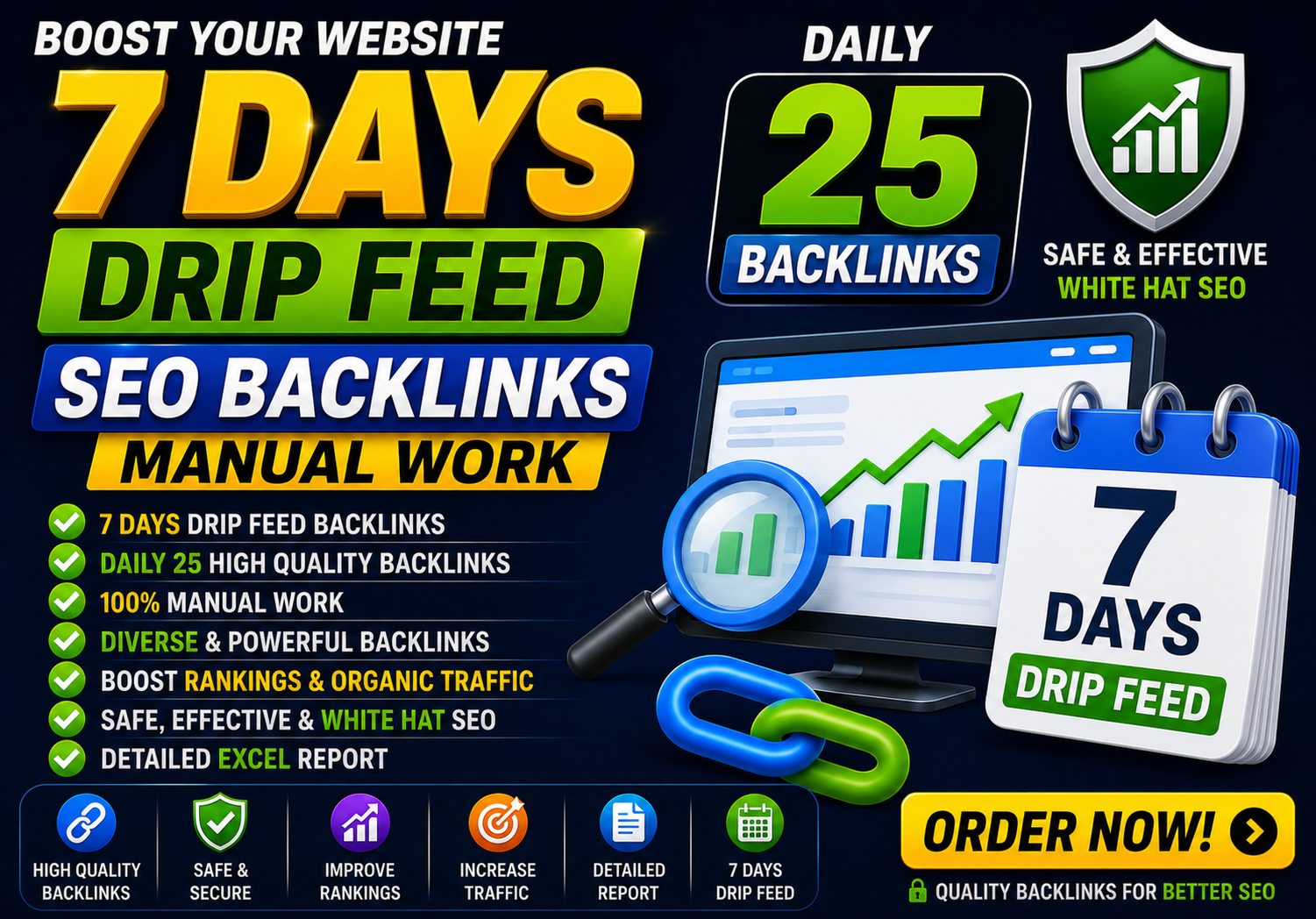 Boost Your Website 7 Days Drip Feed SEO Backlinks Manual Work 