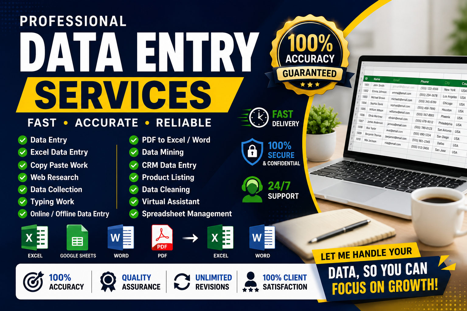I will be your virtual assistant for data entry, web...