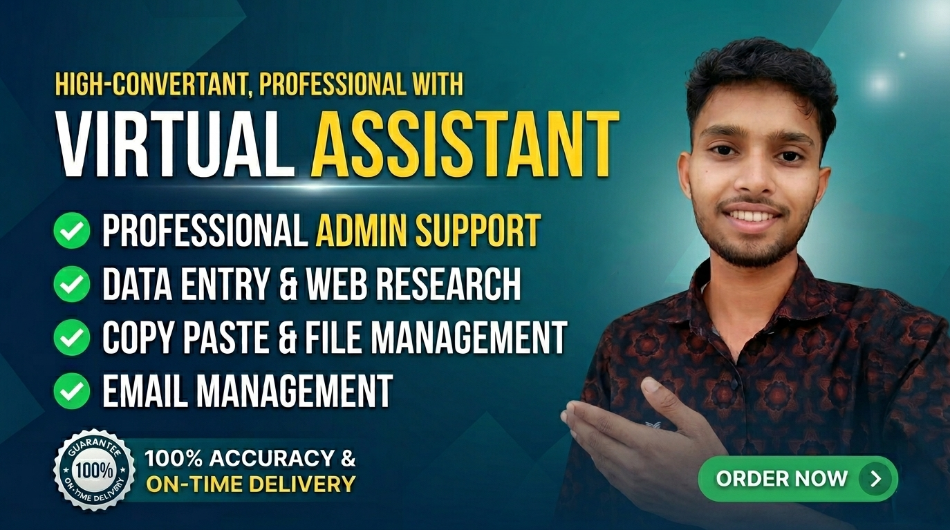 I Will Be Your Professional Virtual Assistant for Data Entry, Web Research & Administrative Tasks