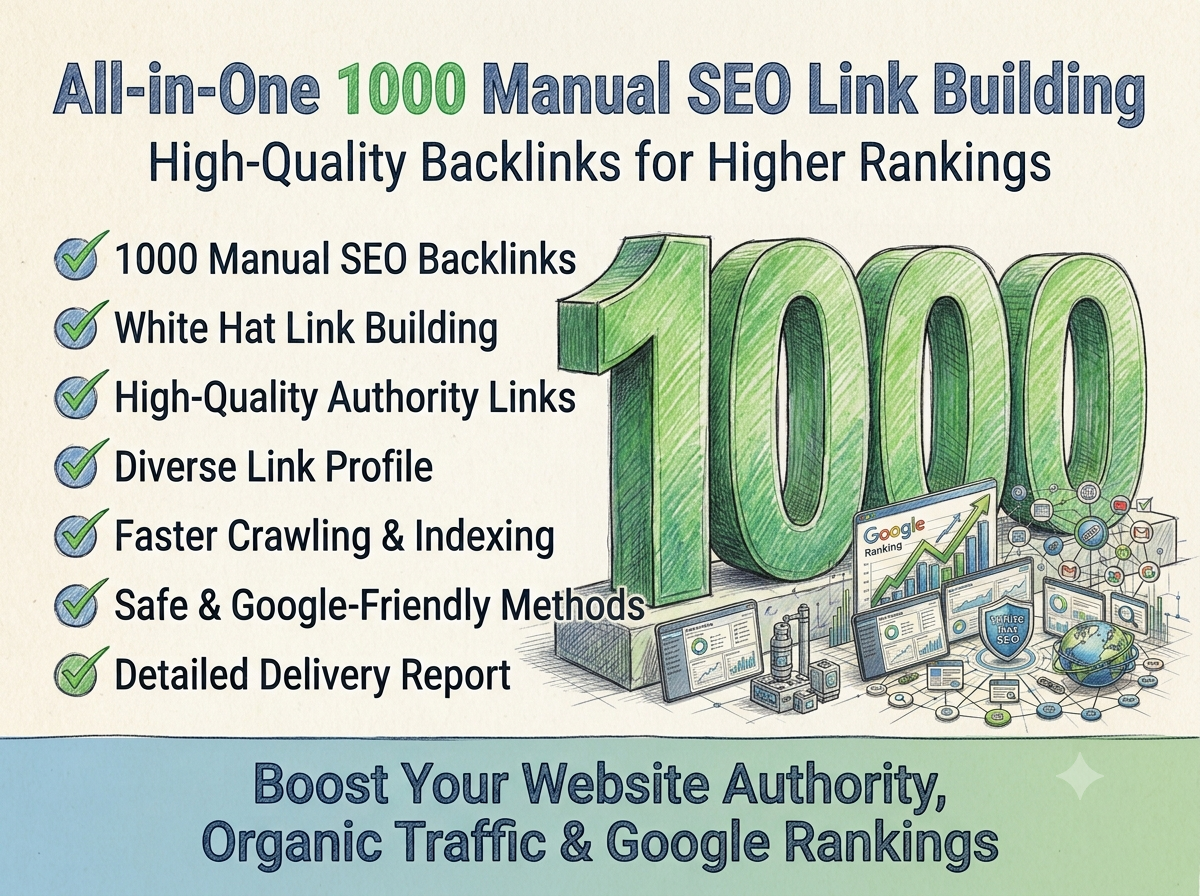 All in One 1000 Manual SEO Link Building Service High Quality Backlinks for Higher Ranking