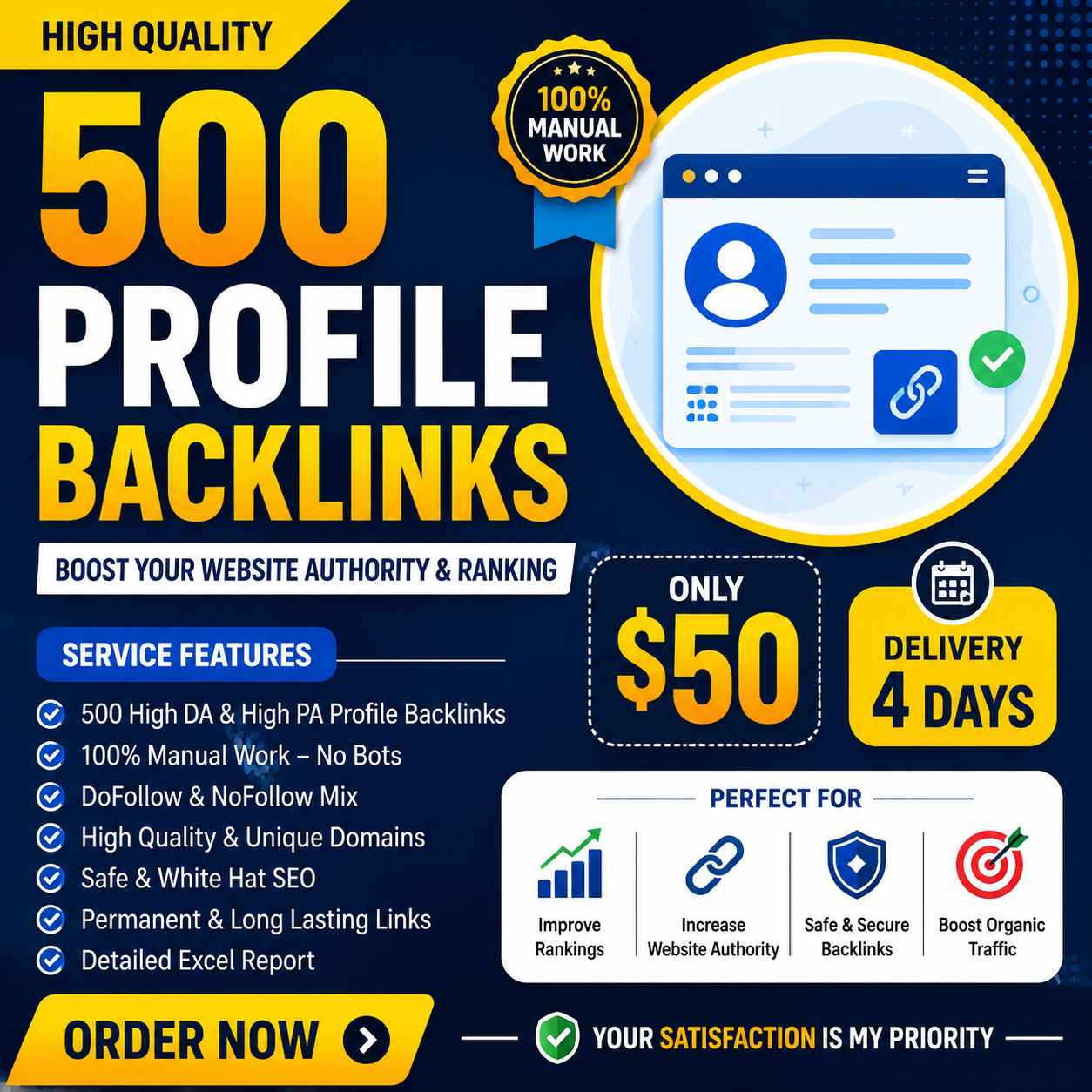 I Will Build 500 High DA Manual Profile Backlinks for Better SEO Rankings