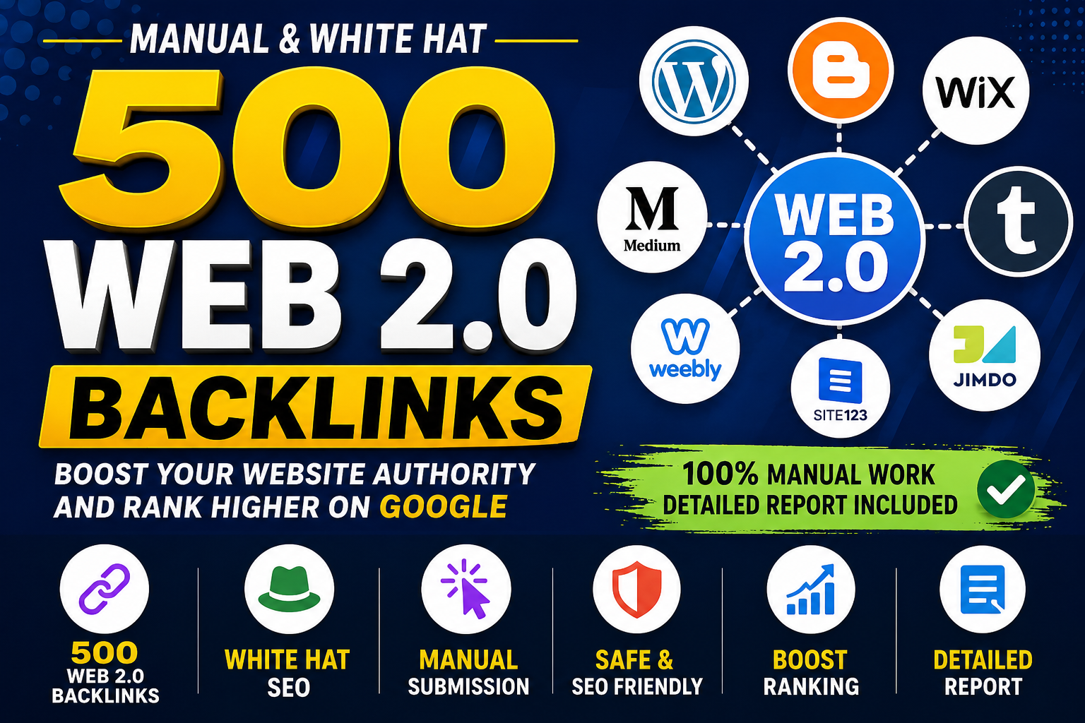 I will create 500 manual web 2.0 backlinks for your w...
