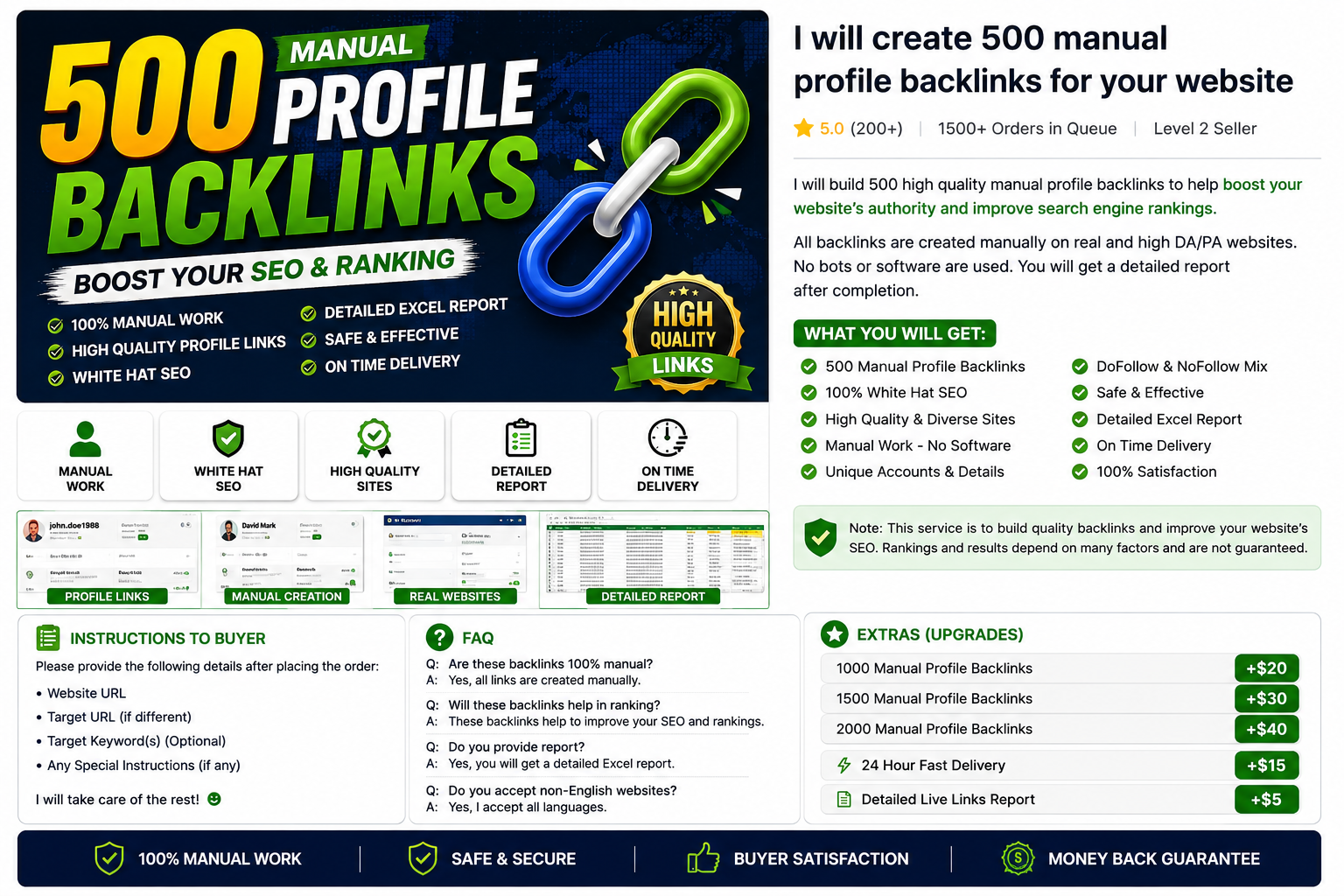 I will create 500 manual profile backlinks for your w...