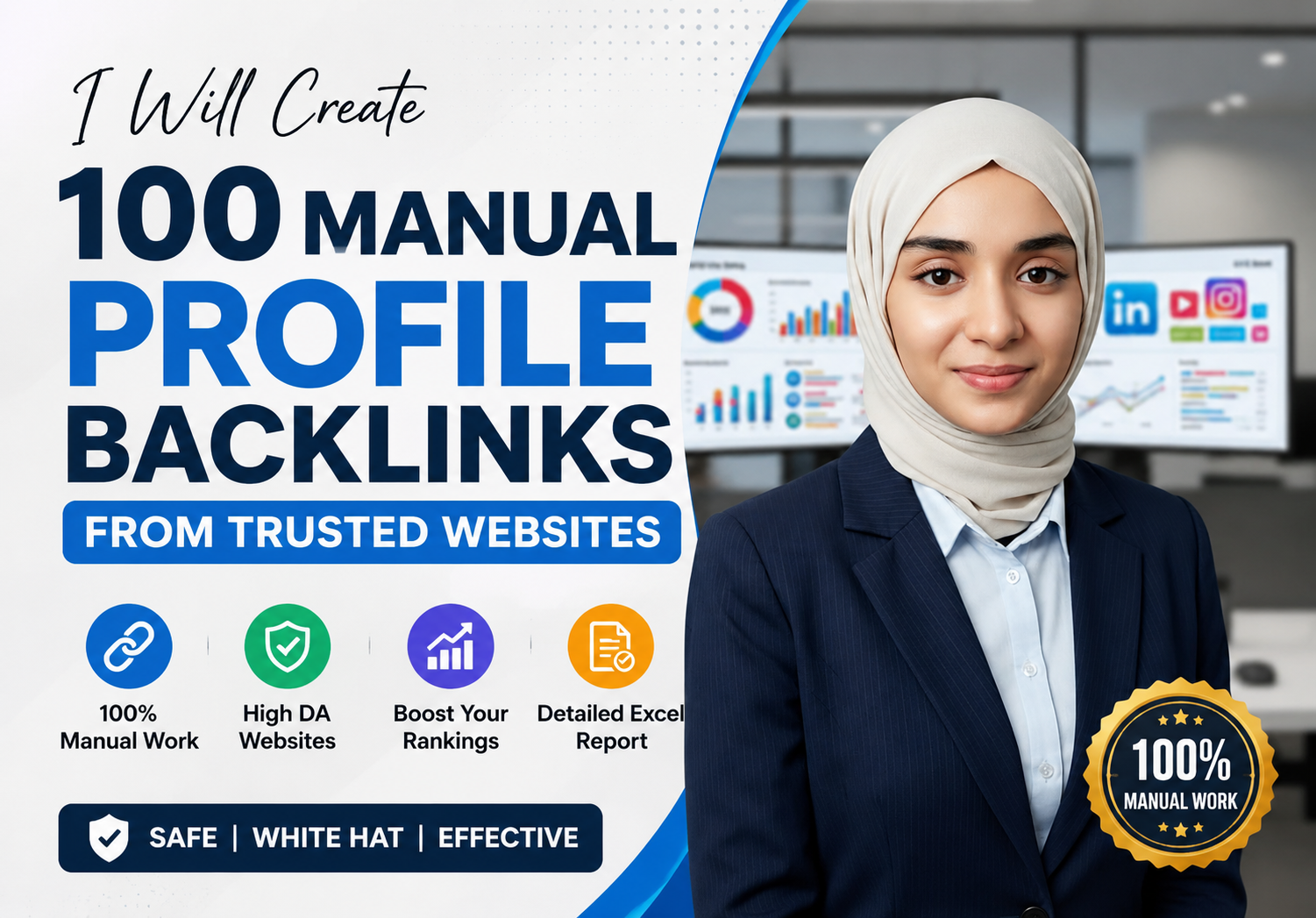 I Will Create 100 Manual Profile Backlinks from Trusted Websites