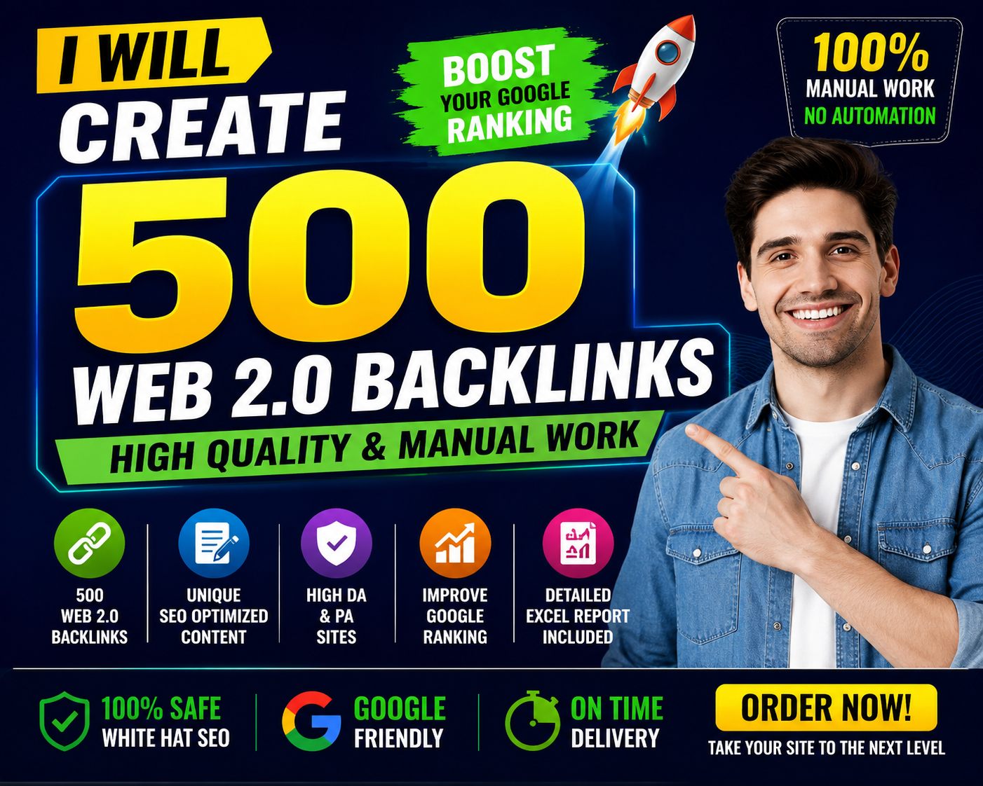 I will create 500 high quality web 2.0 backlinks manu...