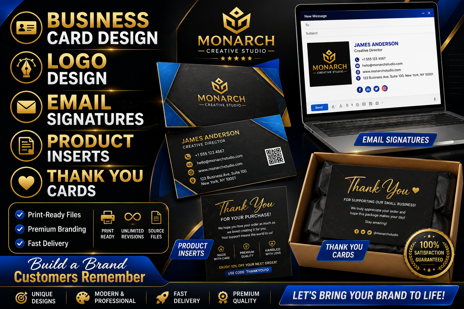 I Will Design Business Cards, Logo, Email Signatures, Product Inserts, and Thank You Cards