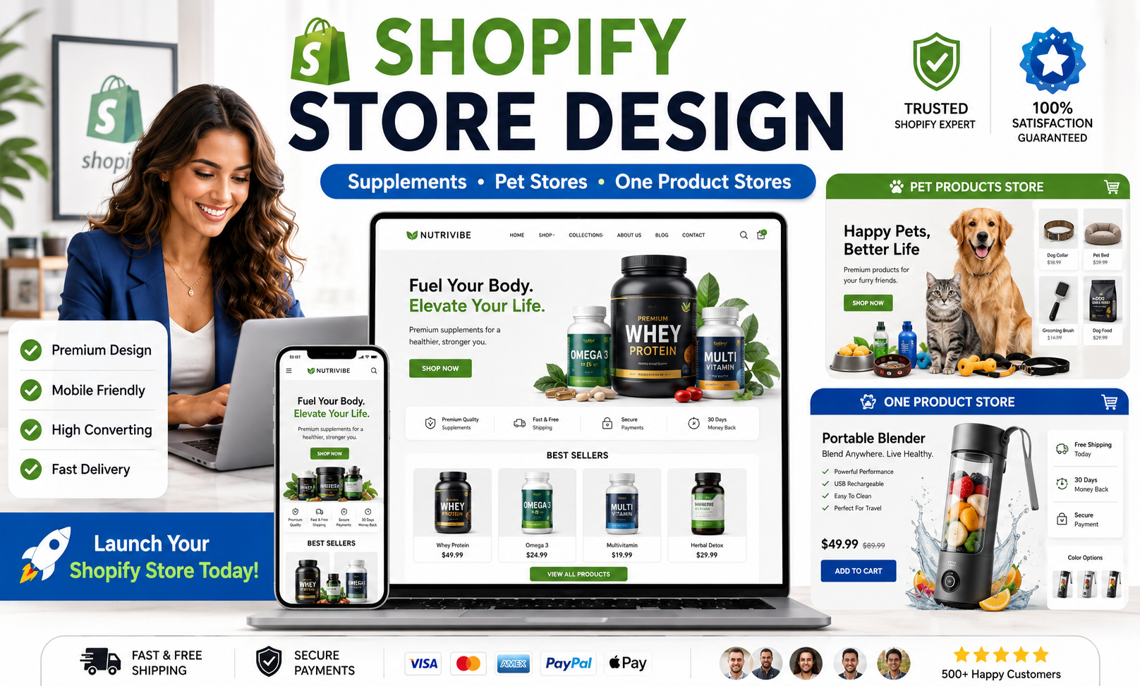 I Will Design a Shopify Supplement, Pet, or One Product Store
