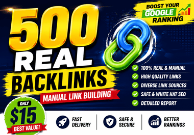 I Will Build 500 Real High Quality SEO Backlinks Manu...