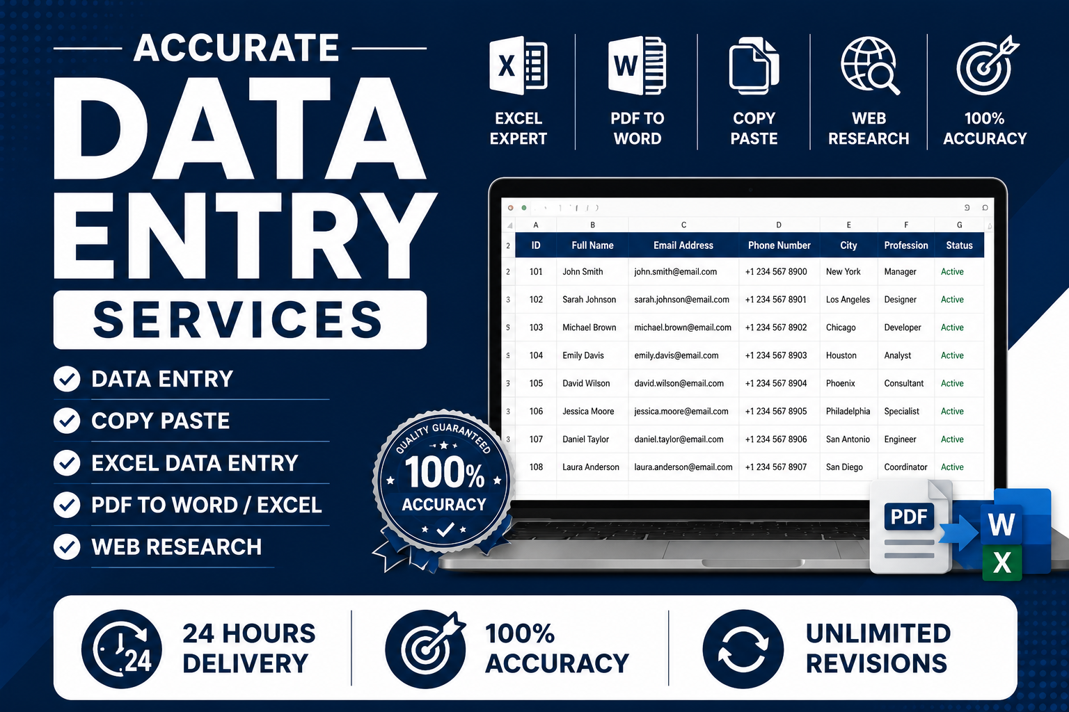  I will do accurate data entry, Excel data entry, copy paste and web research 