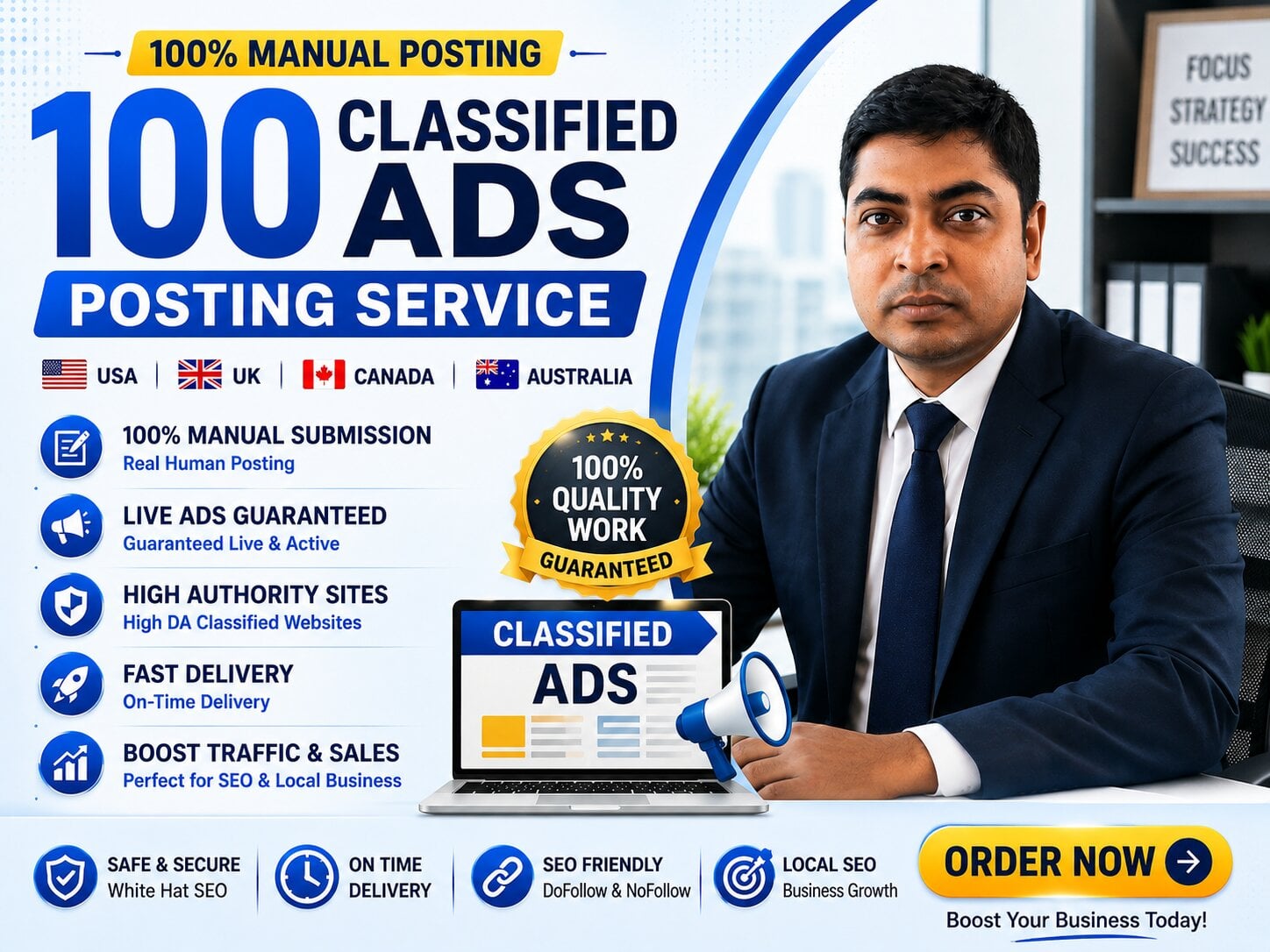 I will create 100 high authority classified ads backl...