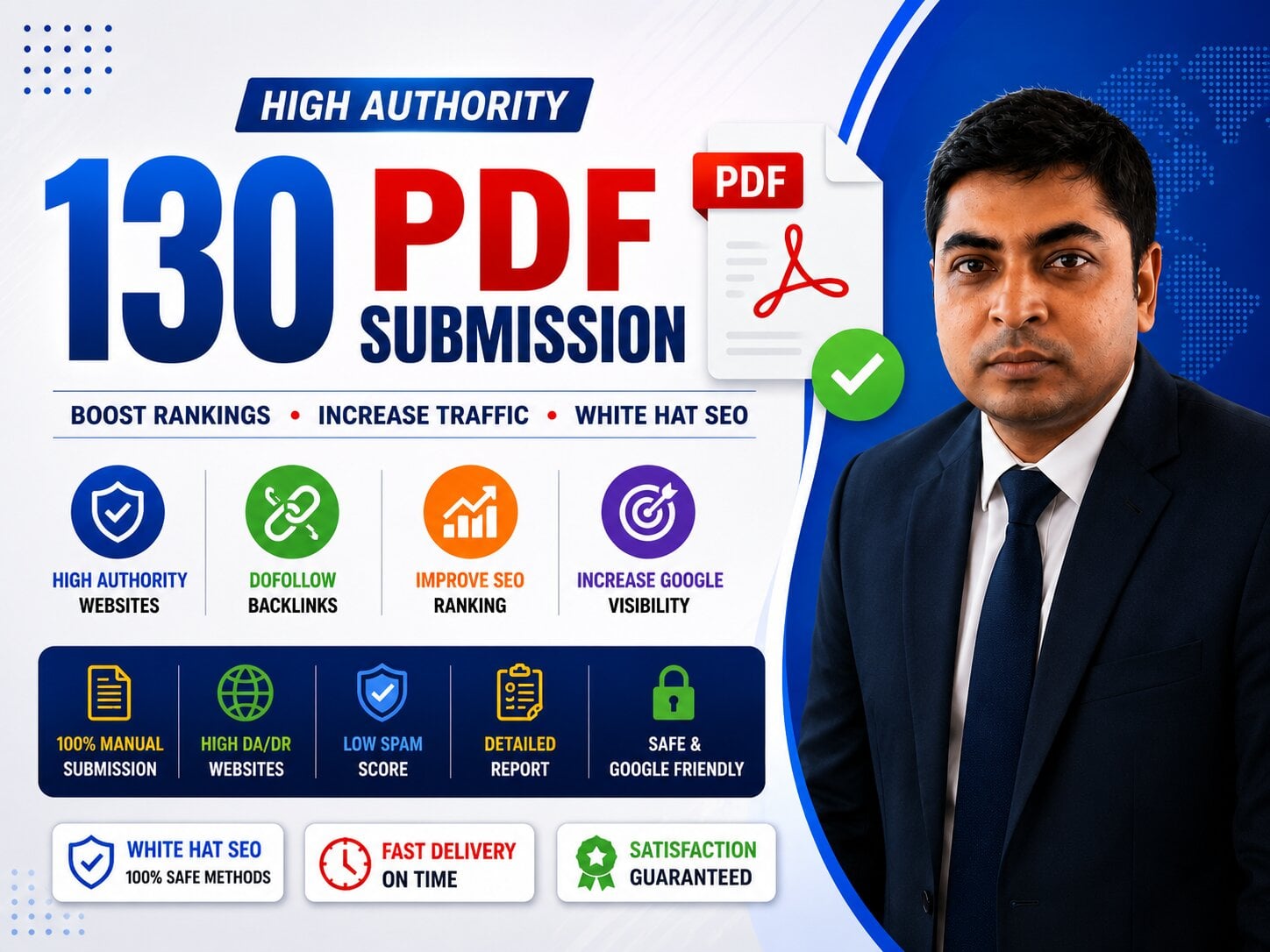 I will provide 130 high authority PDF submission serv...
