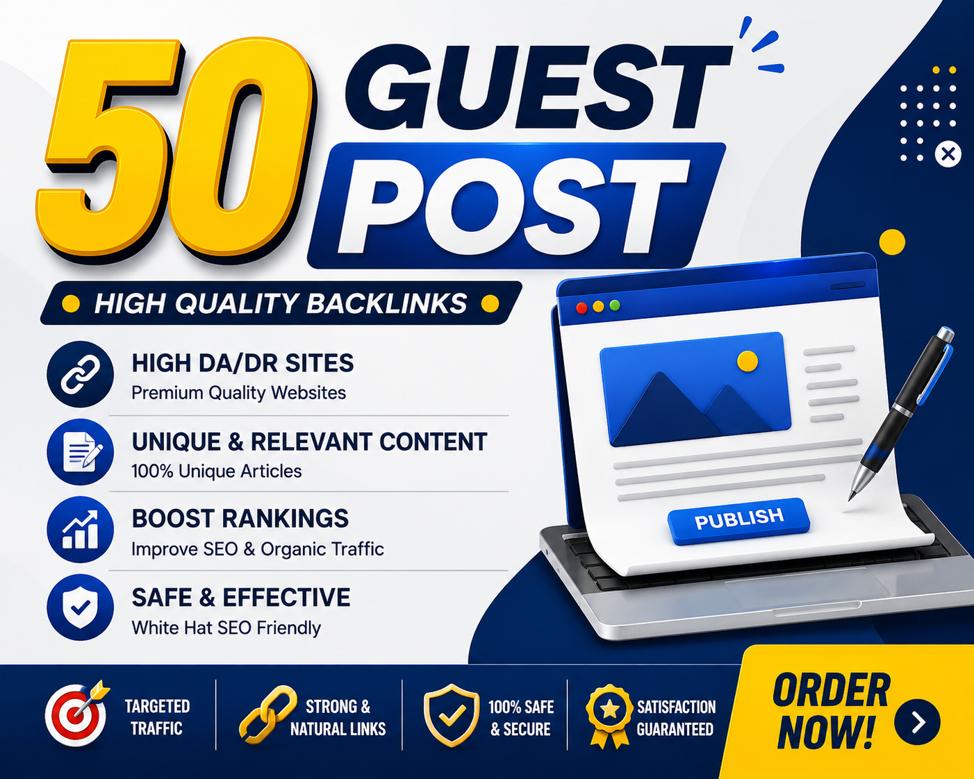 Premium 50 Guest Posts on High DA OR DR Websites 
