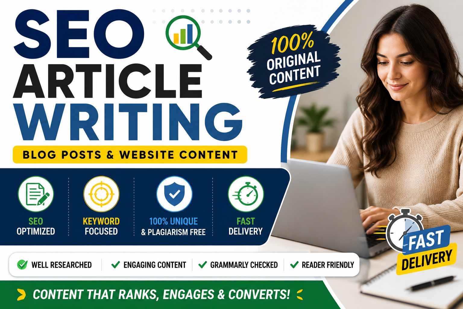 I will write SEO optimized blog articles and website ...
