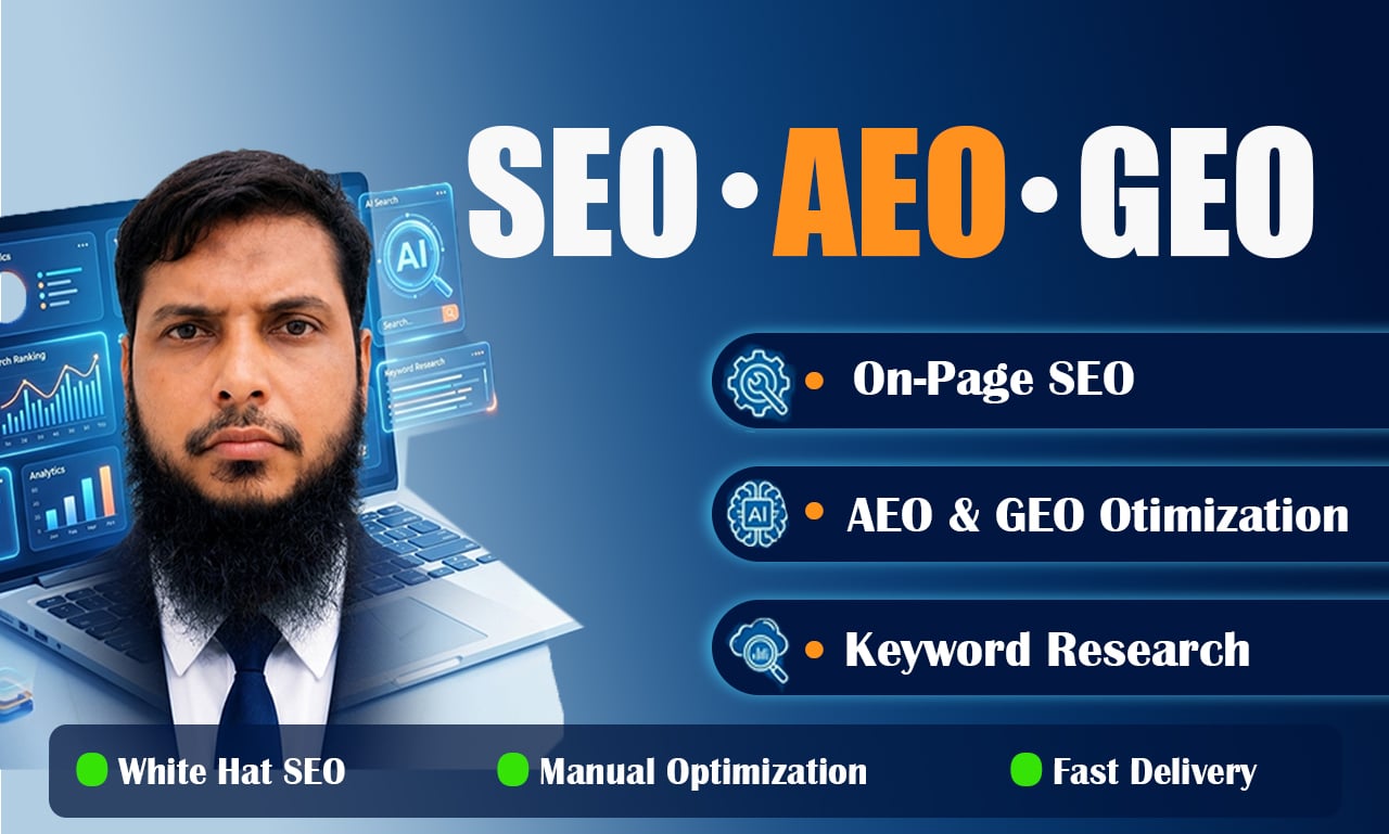 I will do on page SEO, AEO, GEO optimization and keyword research for higher rankings