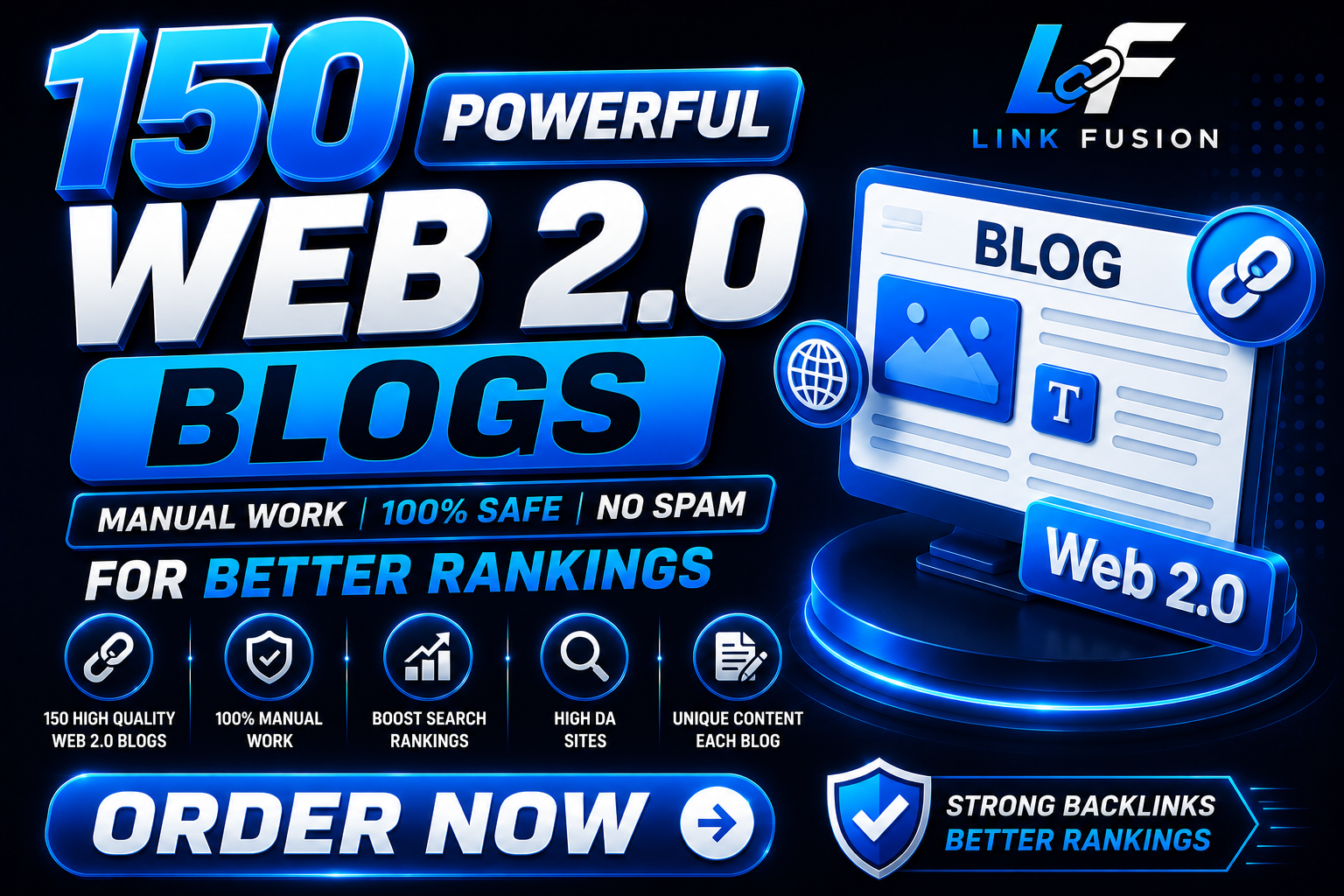 150 Manual Web 2.0 Backlinks on Trusted High Authority Sites