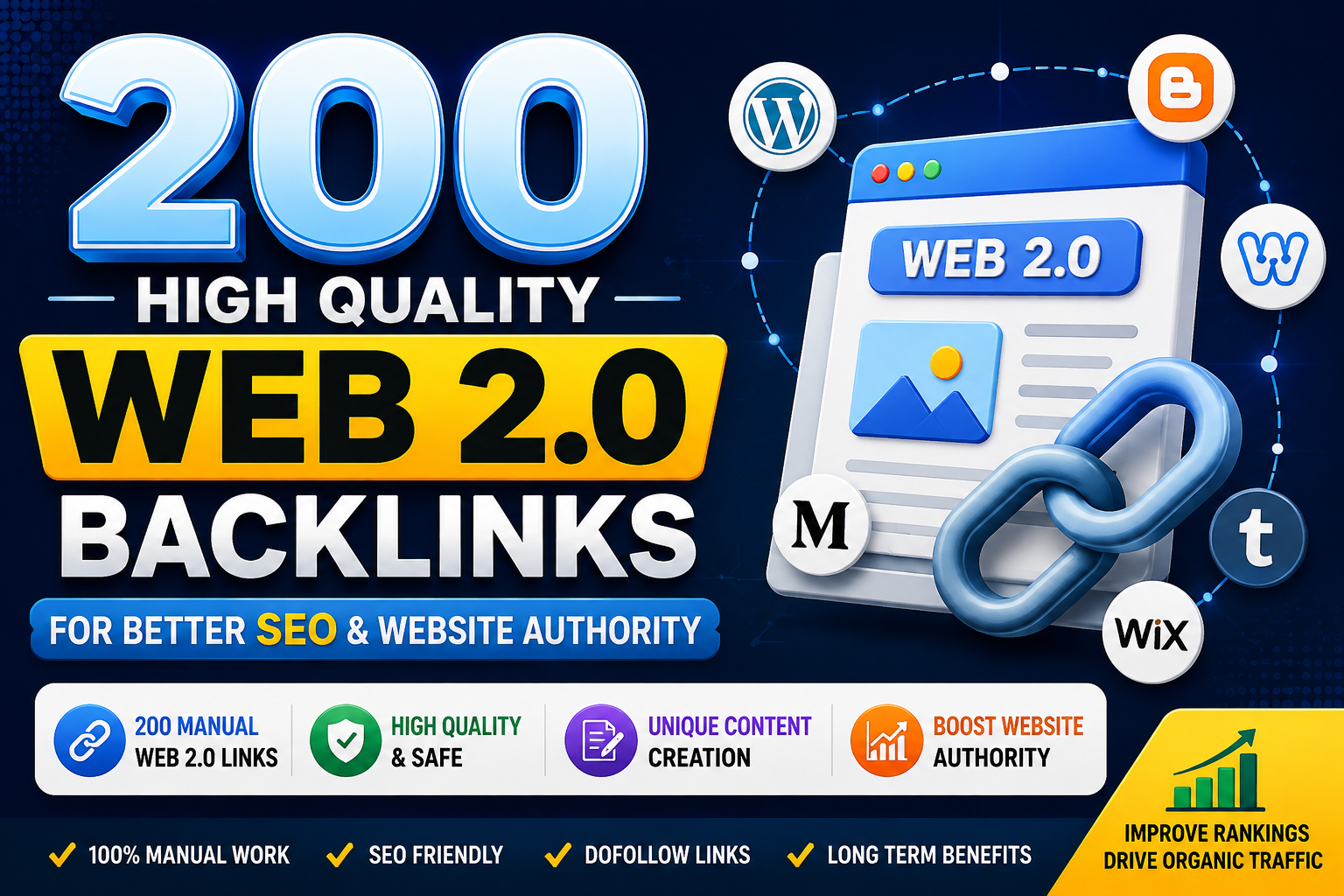 I Will Build 200 Powerful Web 2.0 Backlinks for Better SEO & Organic Growth