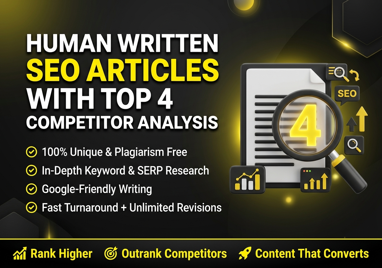 Write 1500-Word Human-Written SEO Articles with Top 4 Competitor Analysis