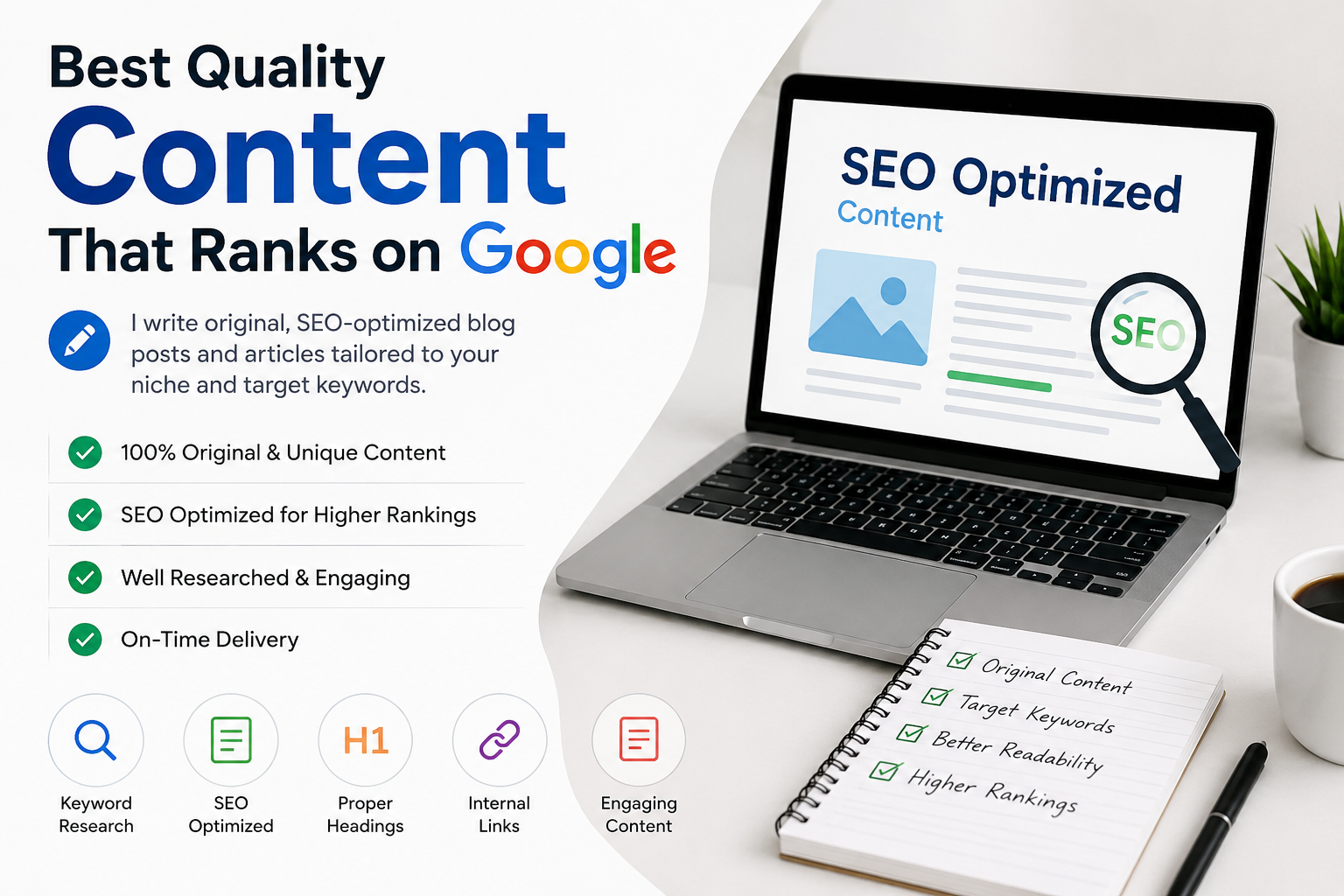  write SEO optimized blog posts and articles