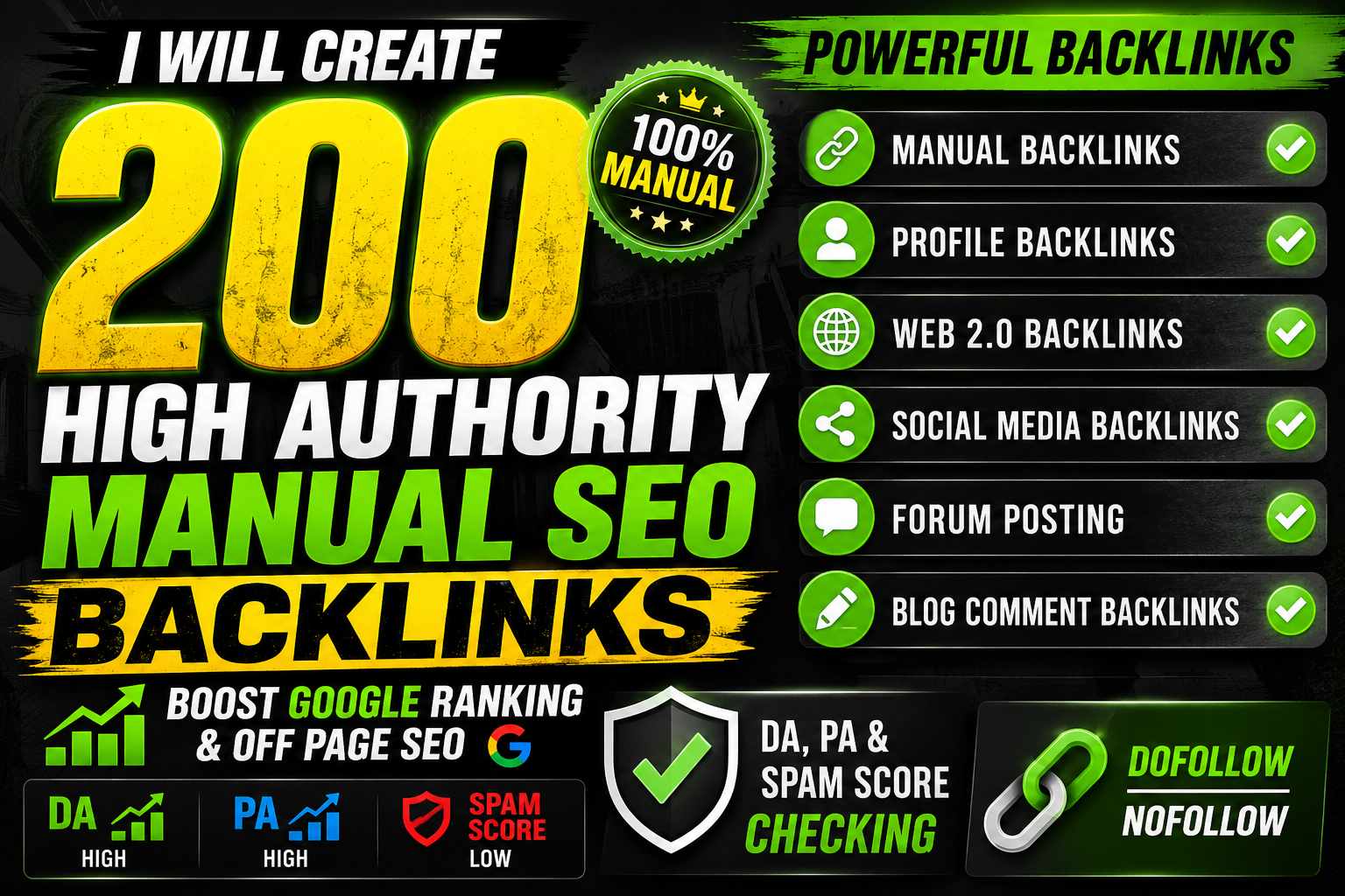 I Will Create 200 High Authority Manual SEO Backlinks for Google Ranking & Off Page SEO