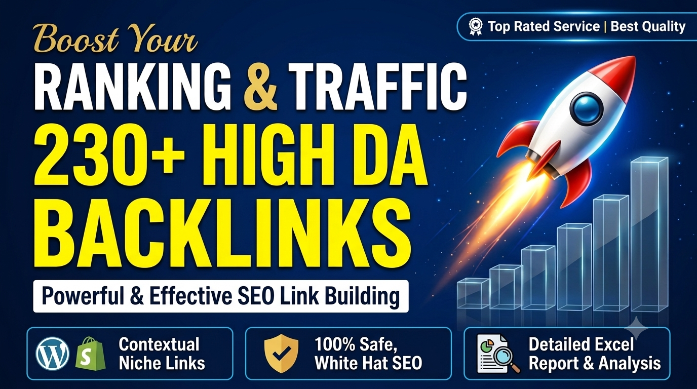 Improve your rank with 230+ with Top DA Backlinks
