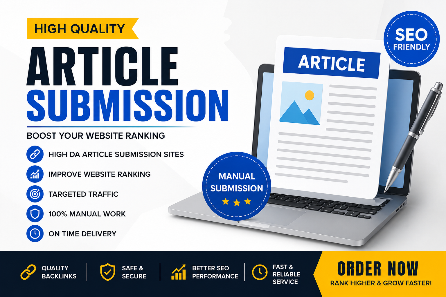 I will manually submit 50 articles to high DA website...