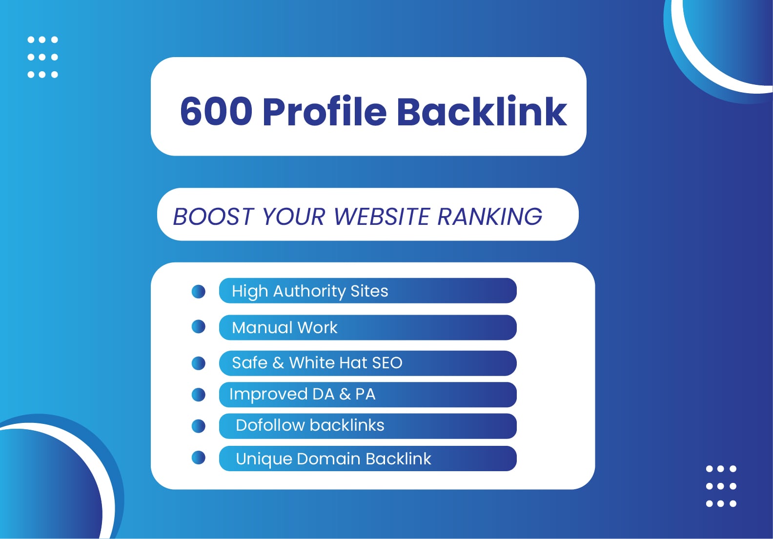 I Will Build 600 High Quality Profile Backlinks for W...