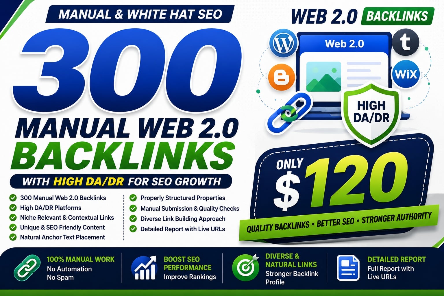 I Will Build 300 High DA/DR Manual Web 2.0 Backlinks for SEO