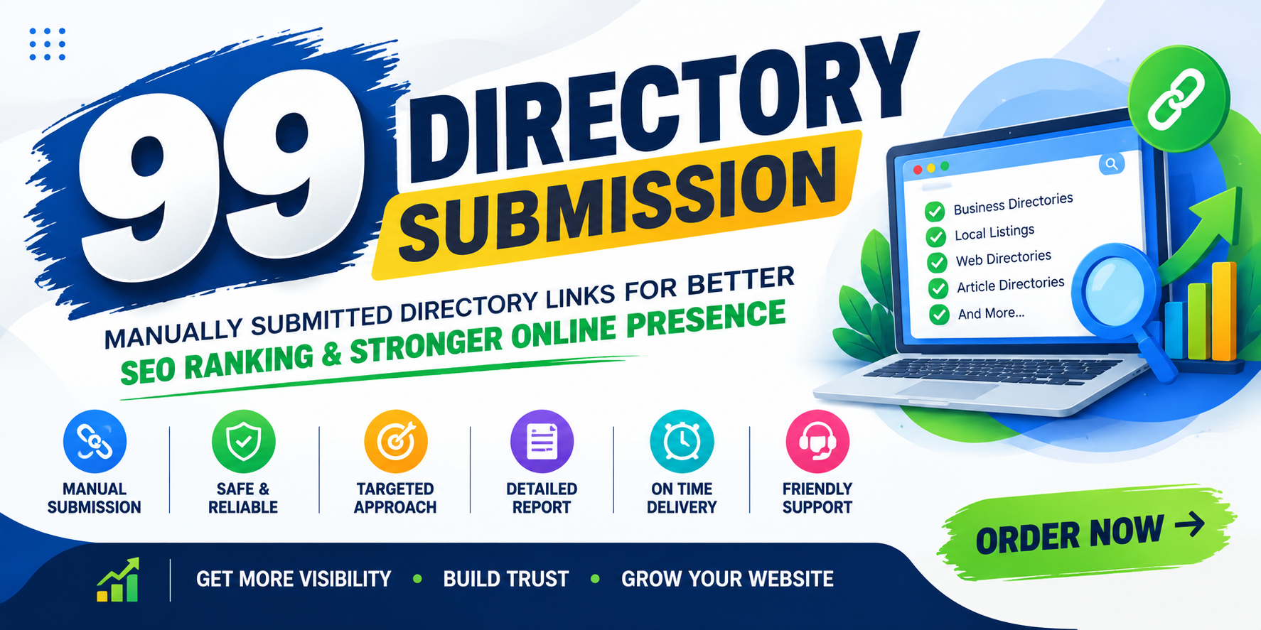 I Will Submit 99 Manual Directory Backlinks for SEO Link Building high DA