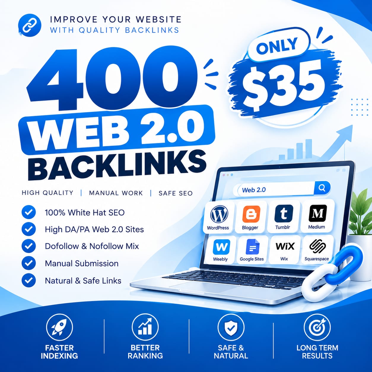 I Will Create 400 Quality Web 2.0 Backlinks for Website 