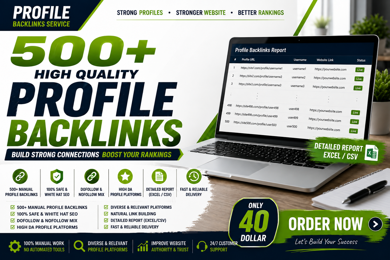 I Will Create 500 Quality Profile Backlinks for SEO
