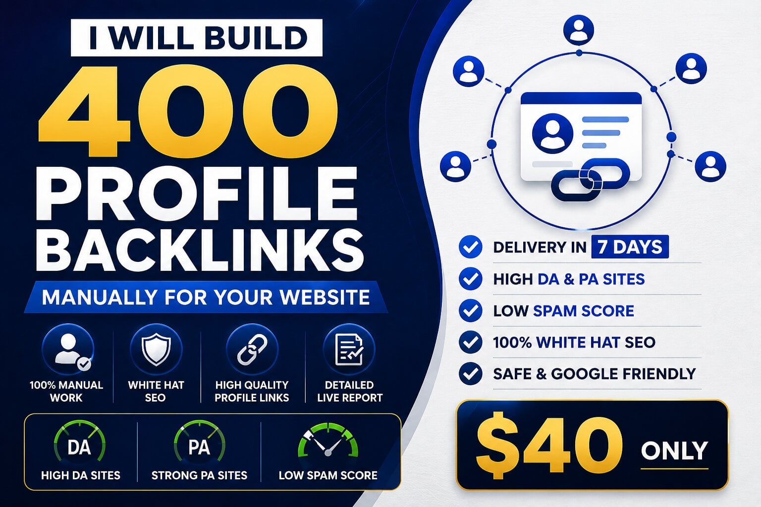 I will build 400 profile backlinks for your website 