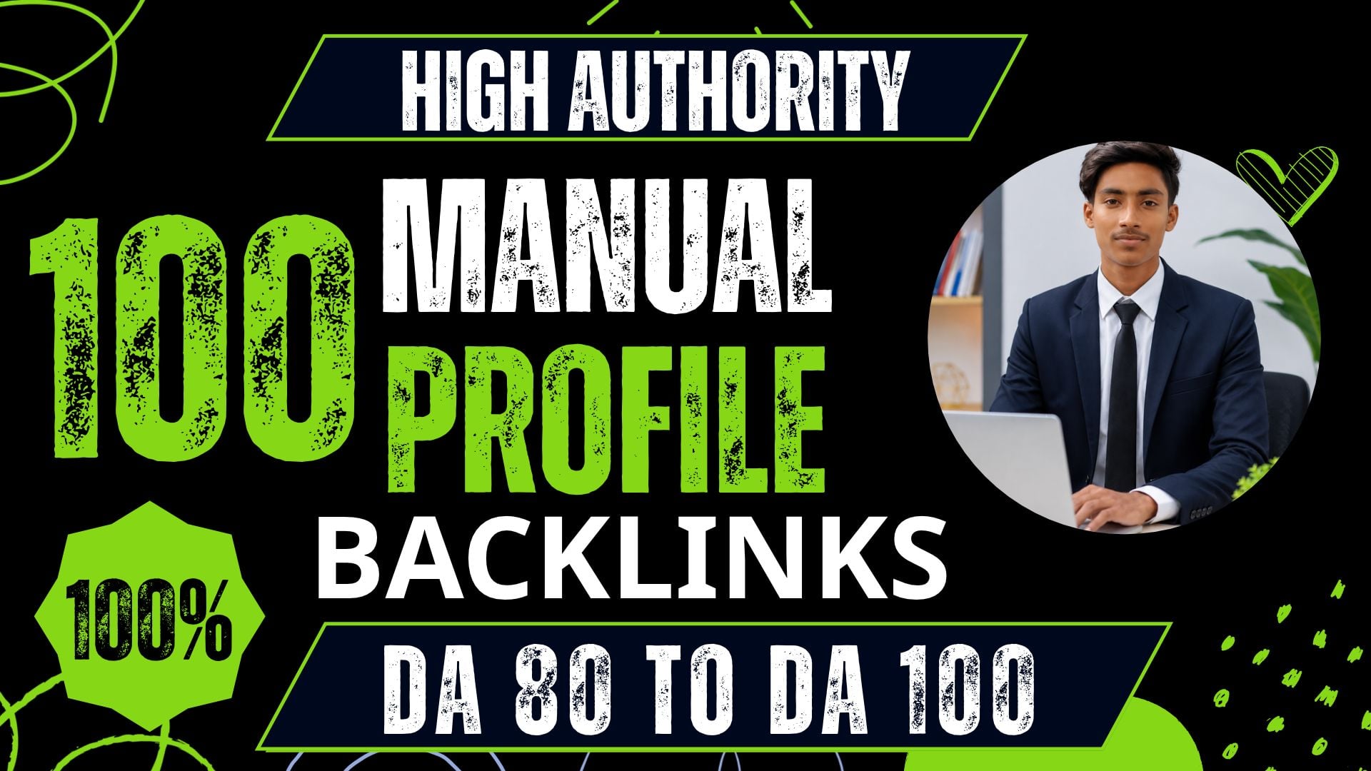 100 High Authority Profile Backlinks DA 80 to 100