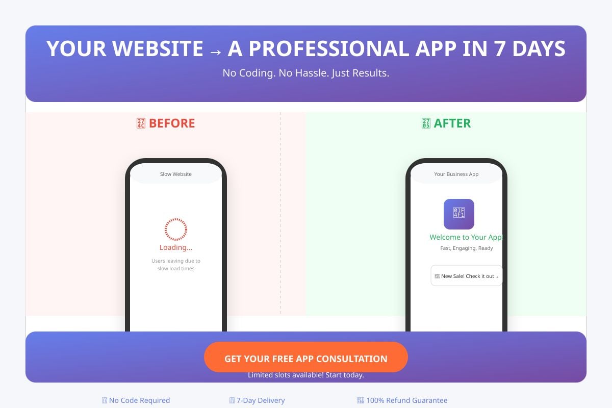 Stop Losing Sales Turn Your Website Into an App Today...