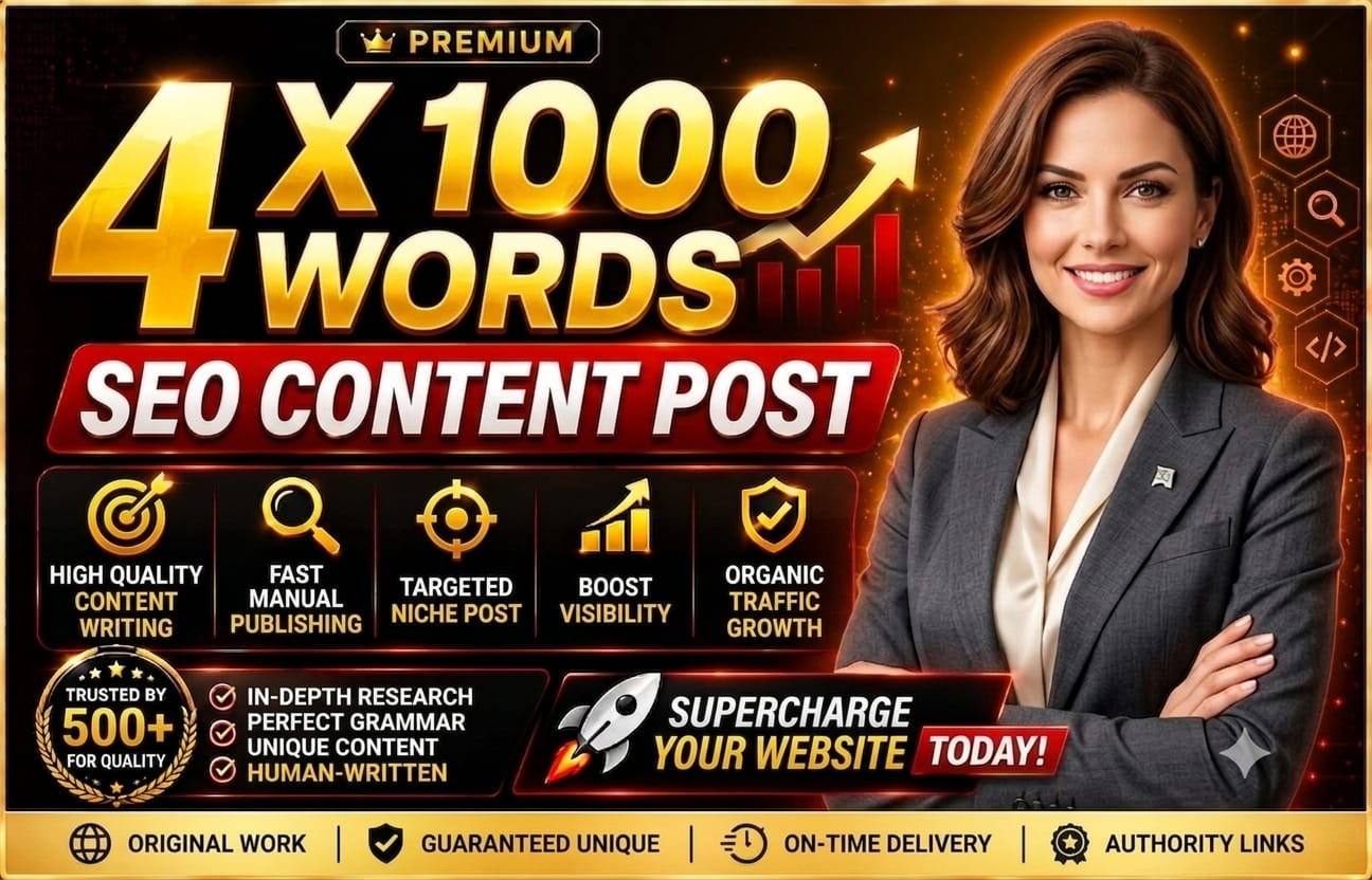 I Will Write 4 SEO-Optimized 1000+ Word Blog Posts for Your Website