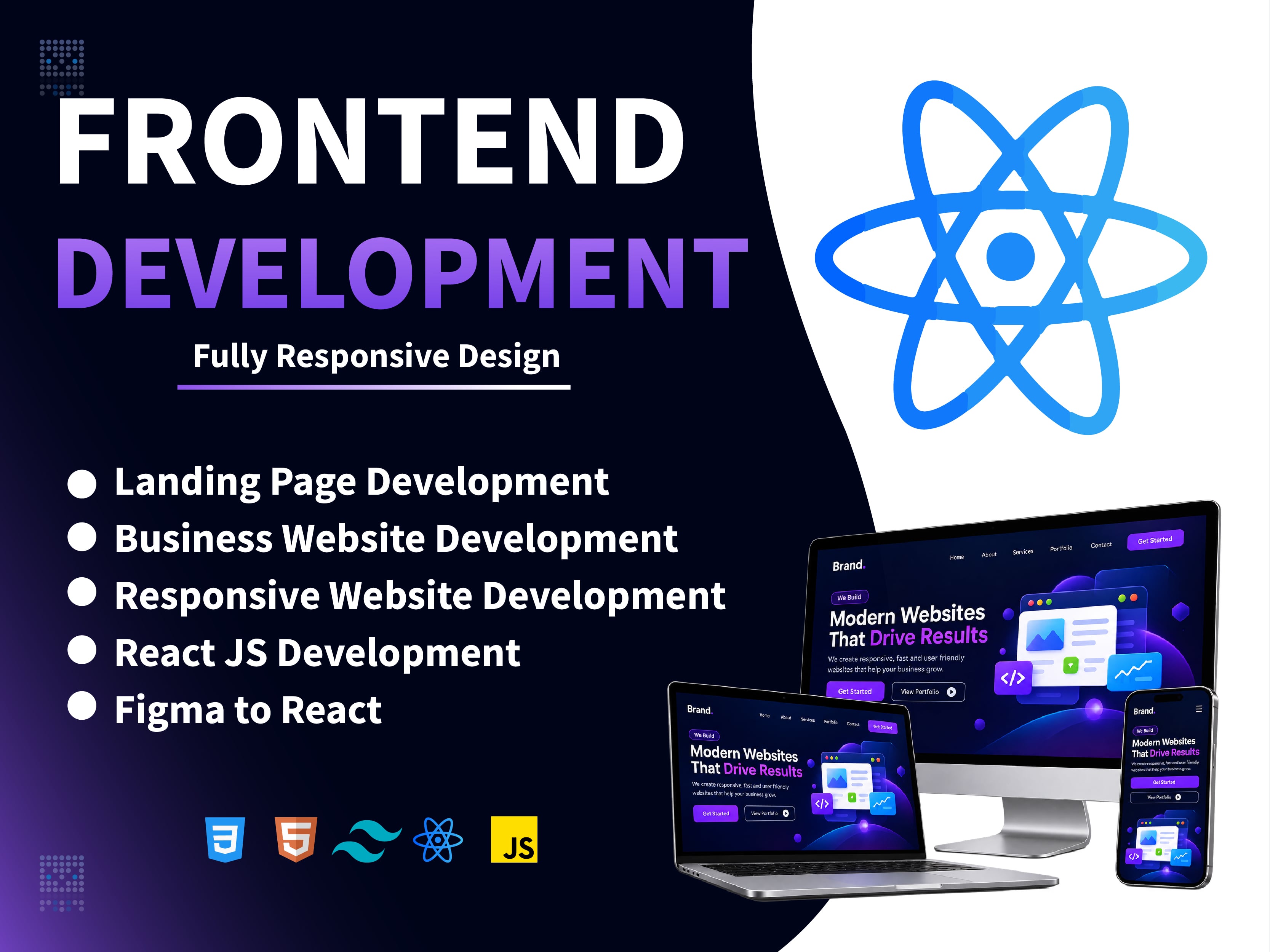 I will create a modern and responsive React frontend website