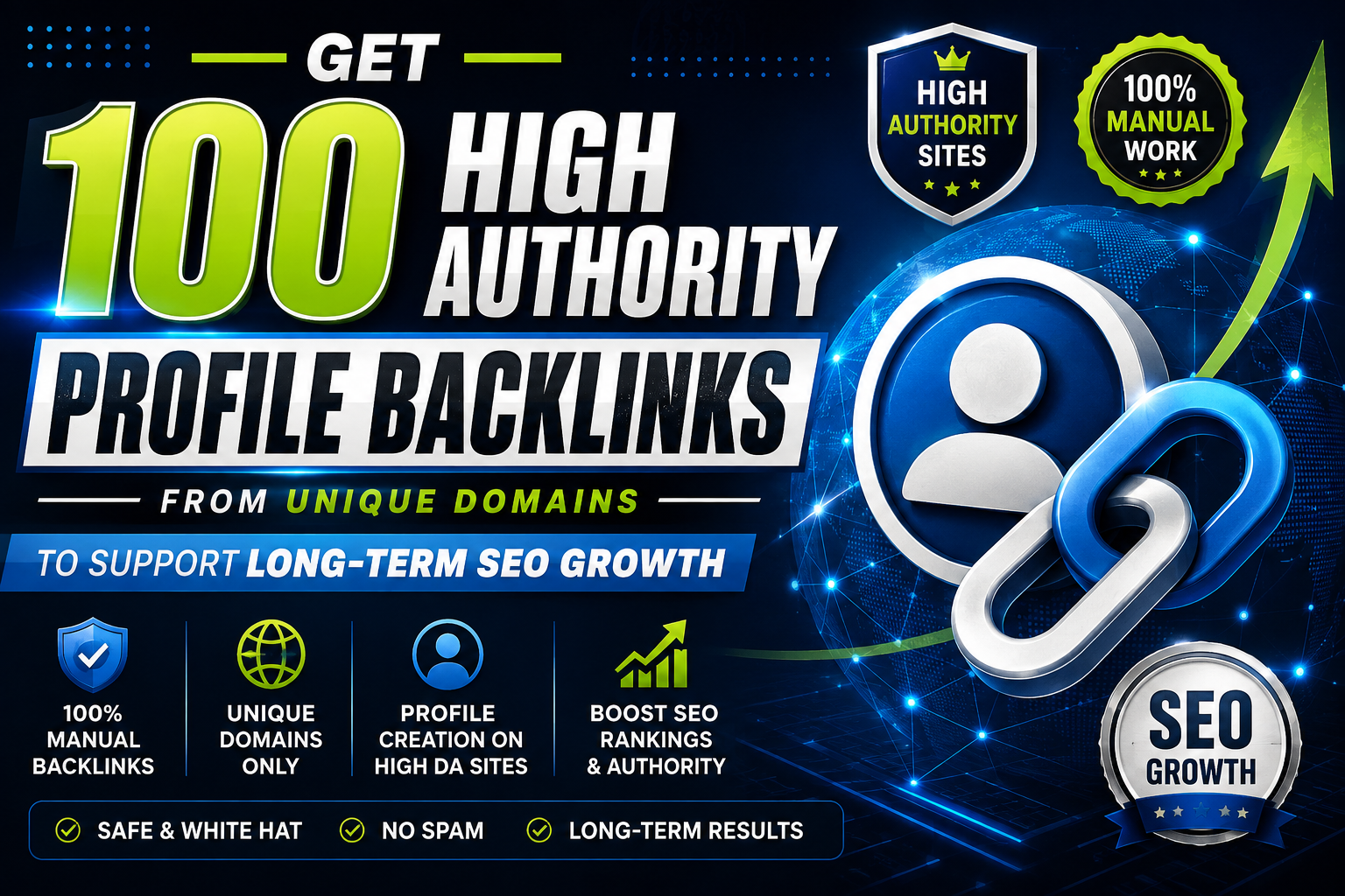 Get 100 High Authority Profile Backlinks from Unique Domains to Support Long-Term SEO Growth