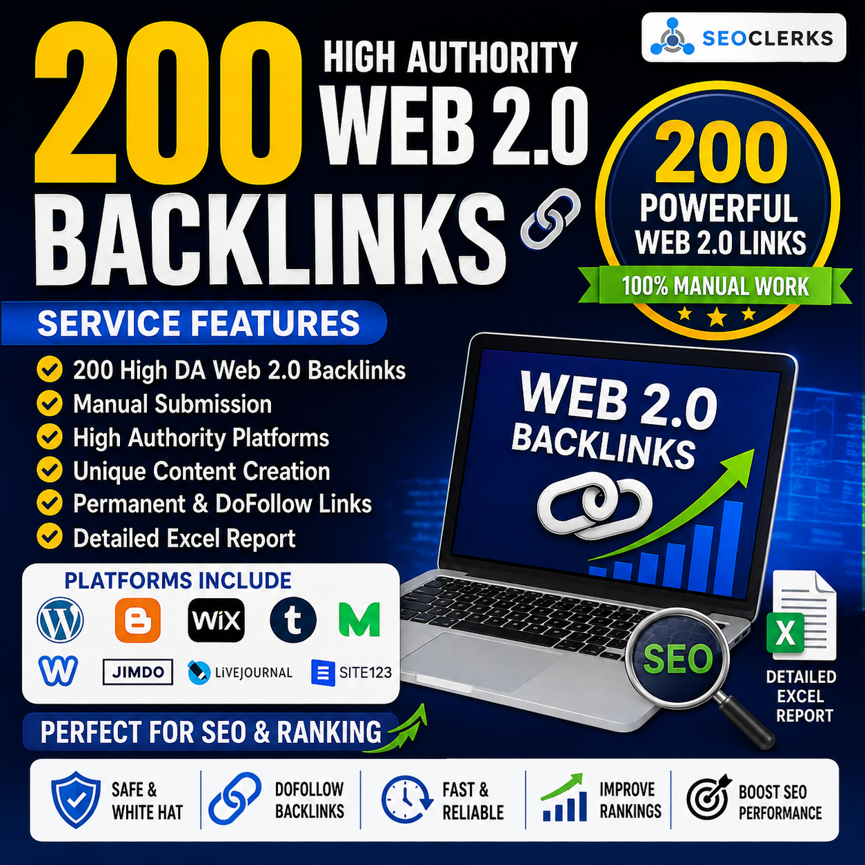 I will Create 200 Authority Web 2.0 Backlinks for Your Website 