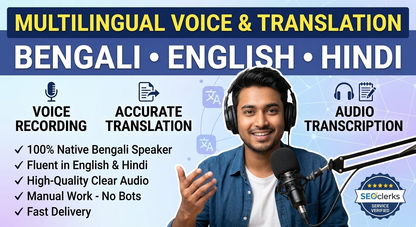 I will provide multilingual translation and voice recording in Bengali English and Hindi