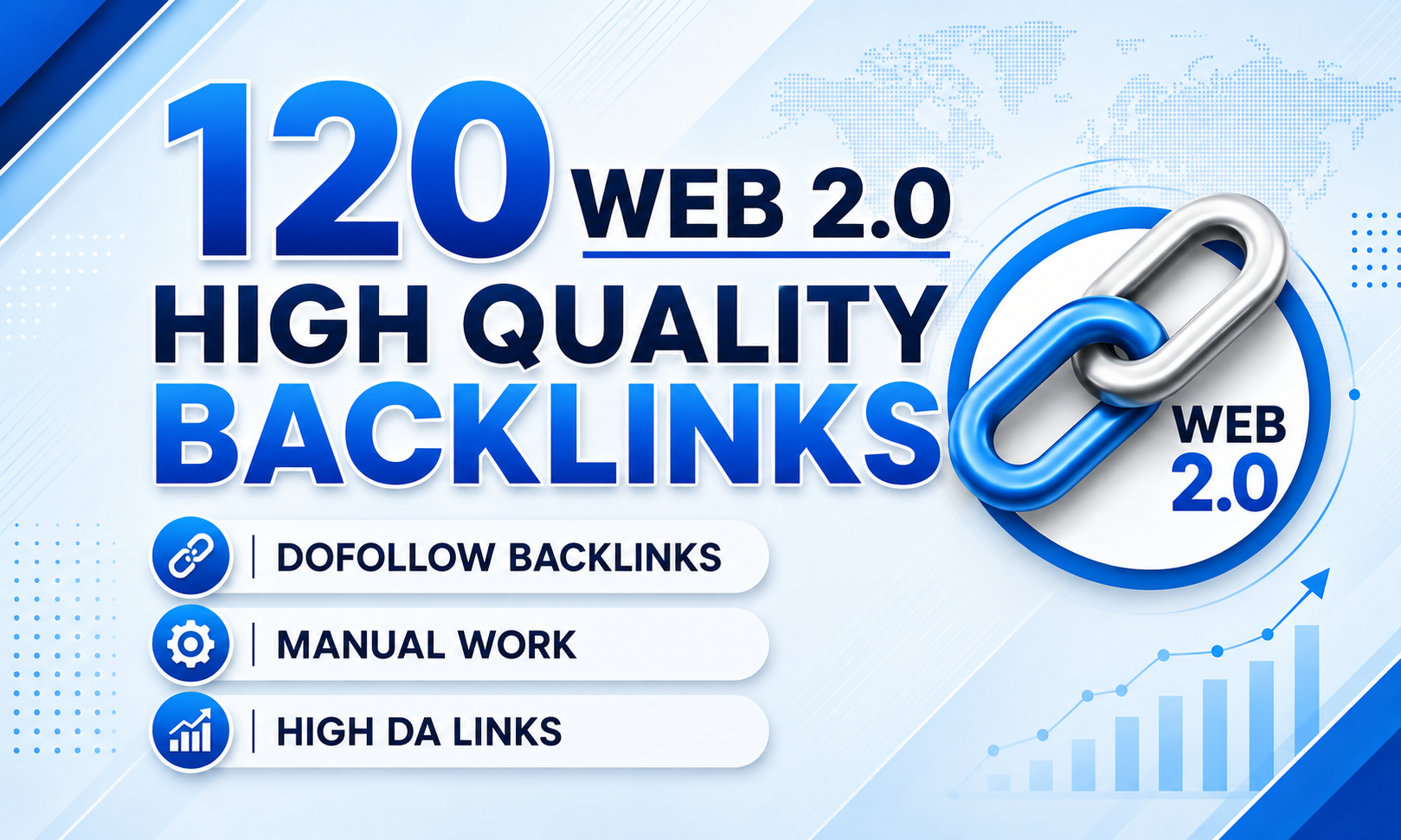 Get Powerful 120 Safe Web 2.0 Backlinks High DA for Long Term SEO