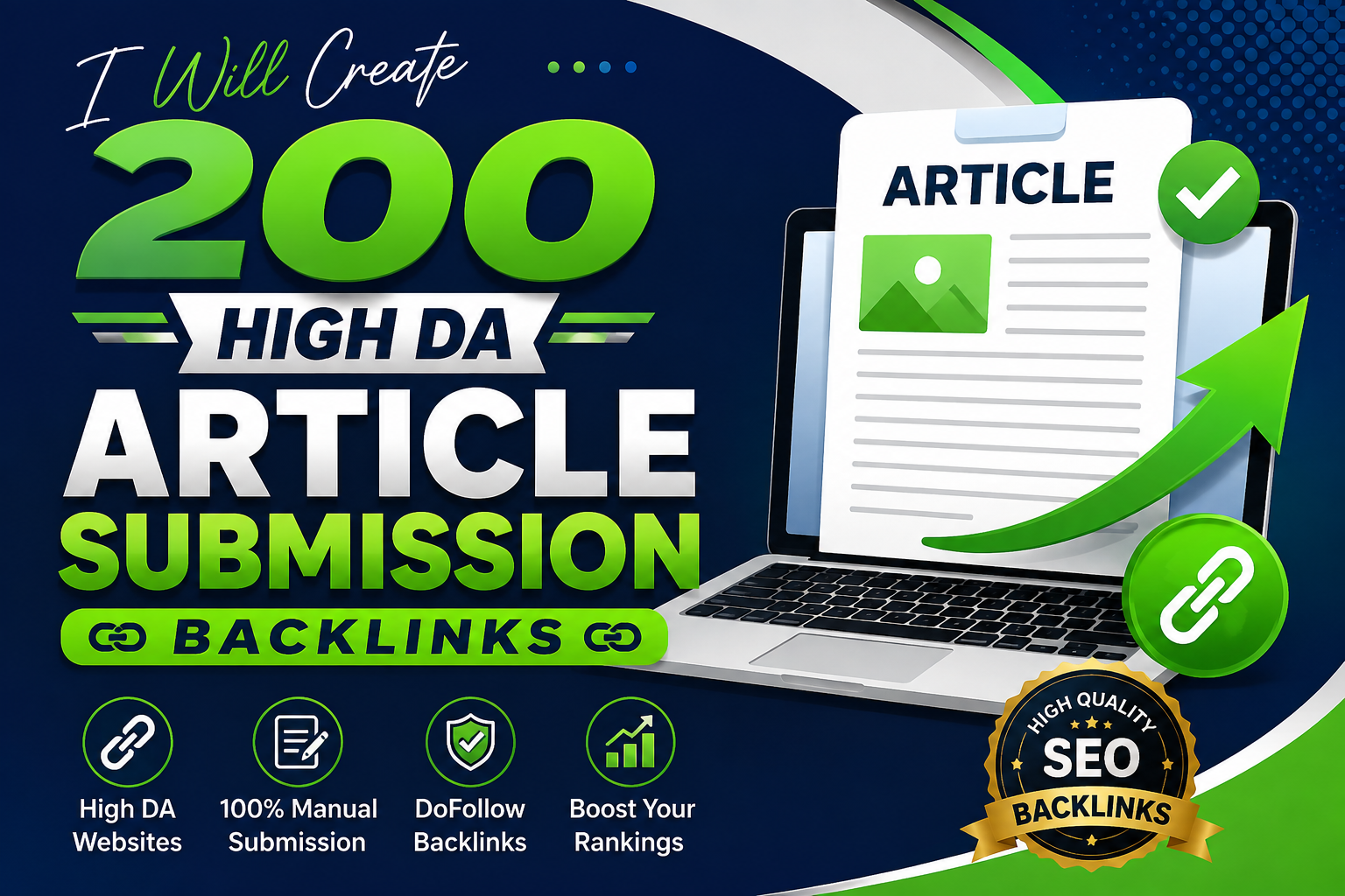 I Will Create 200 High DA Article Submission Backlink...
