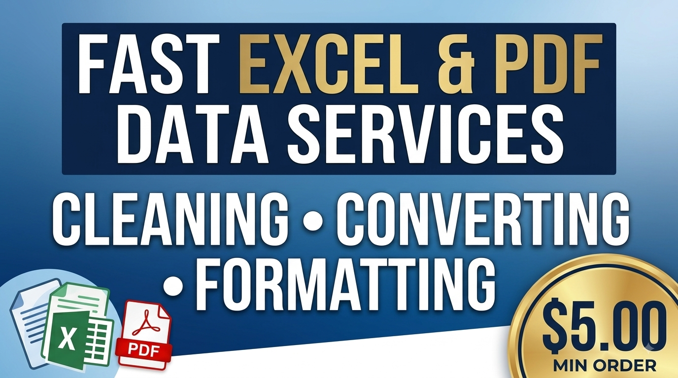 I will clean, format, or convert your Excel or PDF data