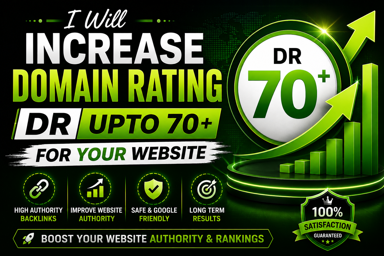 I Will Increase Domain Rating DR upto 70+ for Your Website