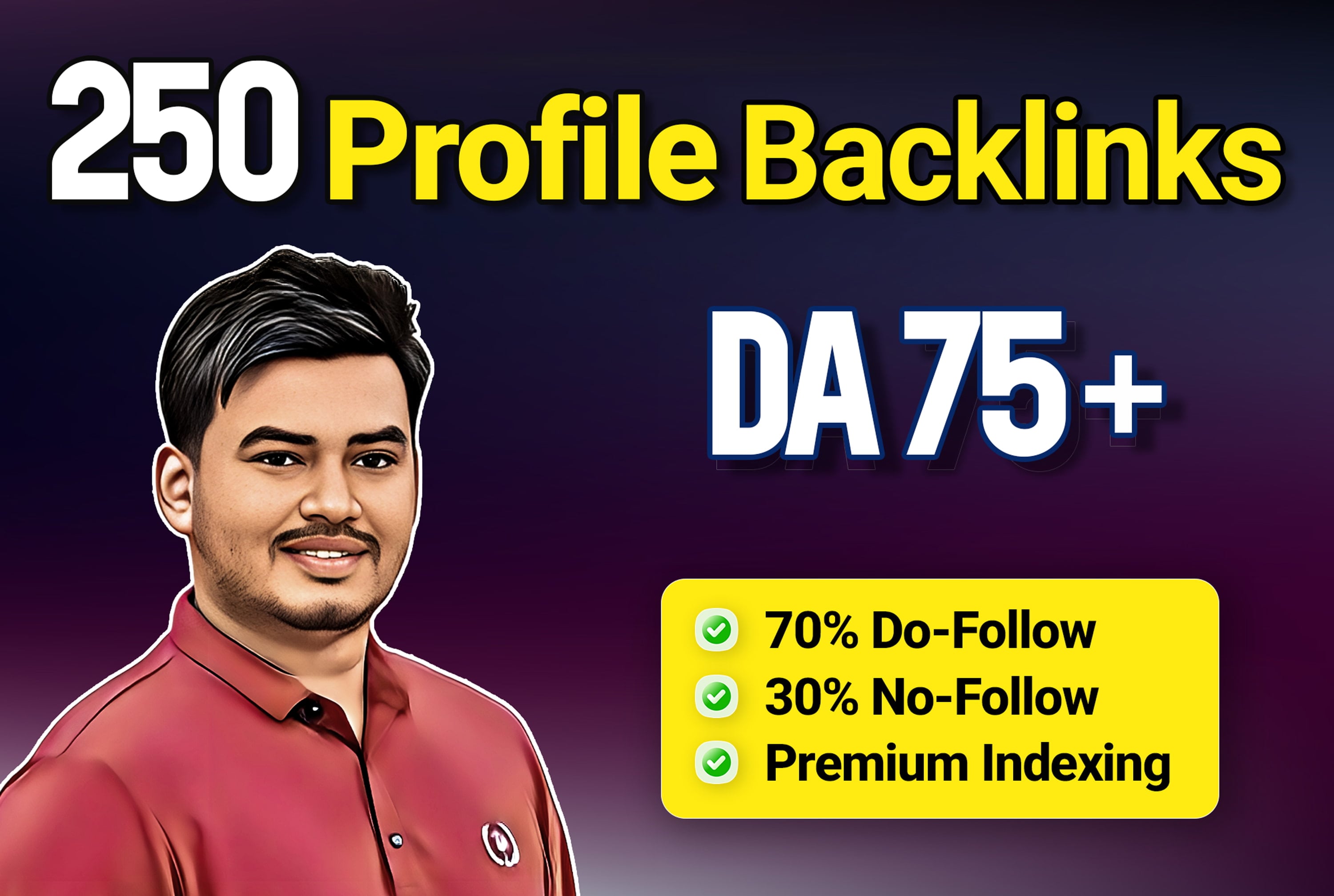 250 high authority SEO profile backlinks manually