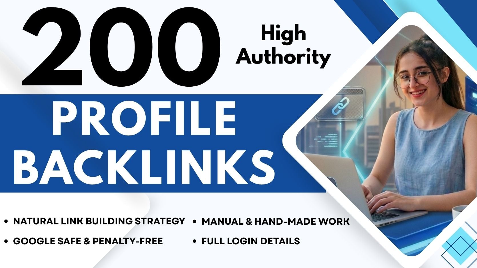 200 Website Profile Backlinks High Authority Sites Manually Create with Login Details Includes