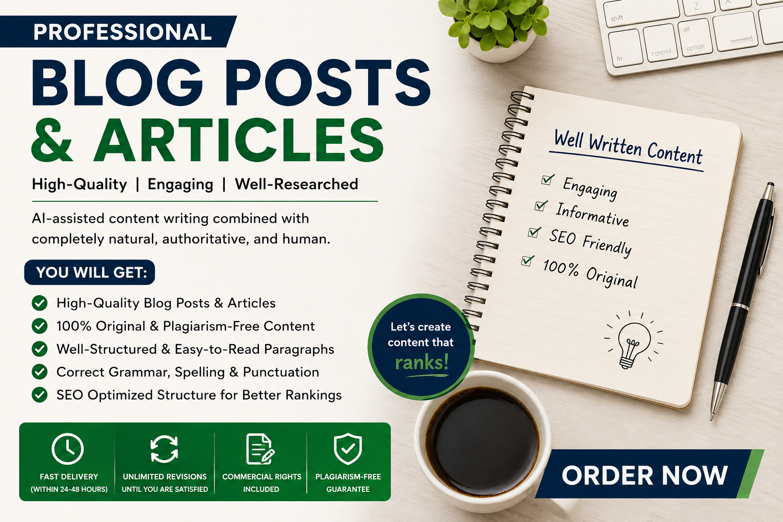 I will write professional SEO blog posts and articles