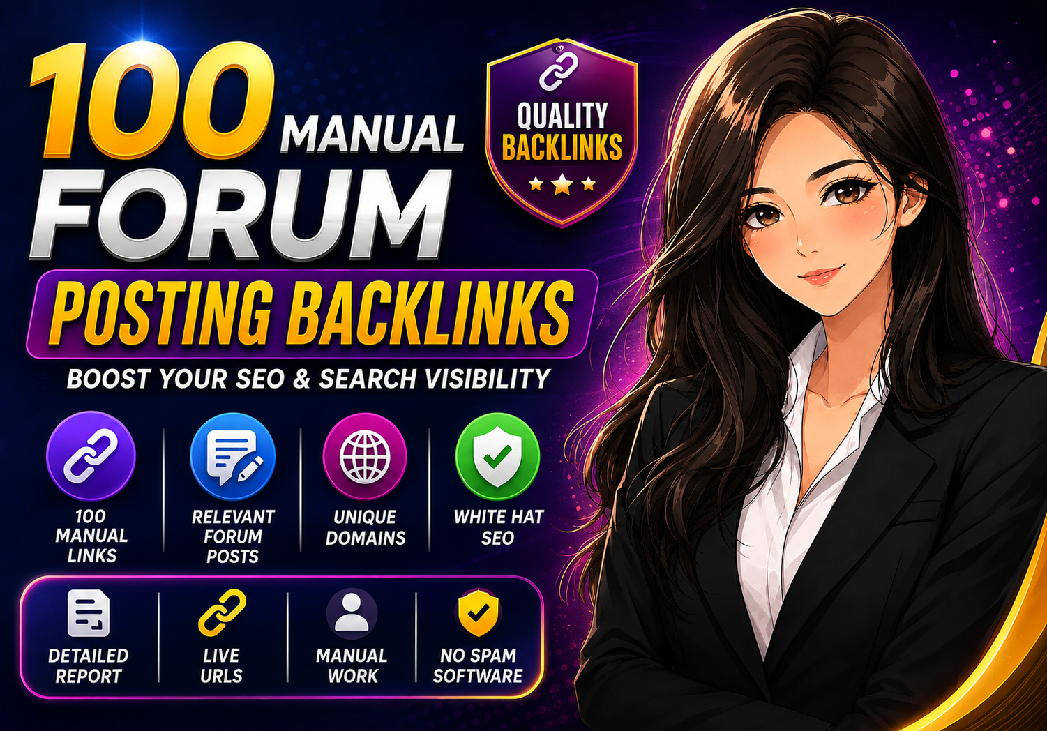 100 Manual Forum Posting Backlinks on high DA Sites for SEO