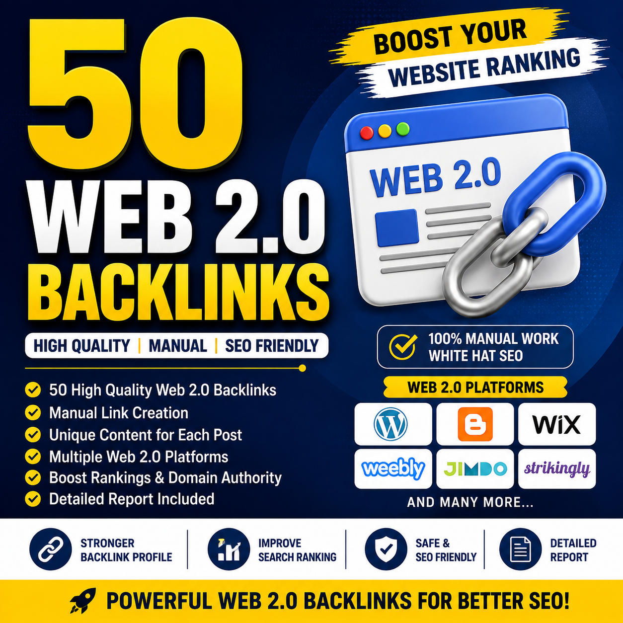 I Will Build 50 High Quality Web 2.0 Backlinks for SEO