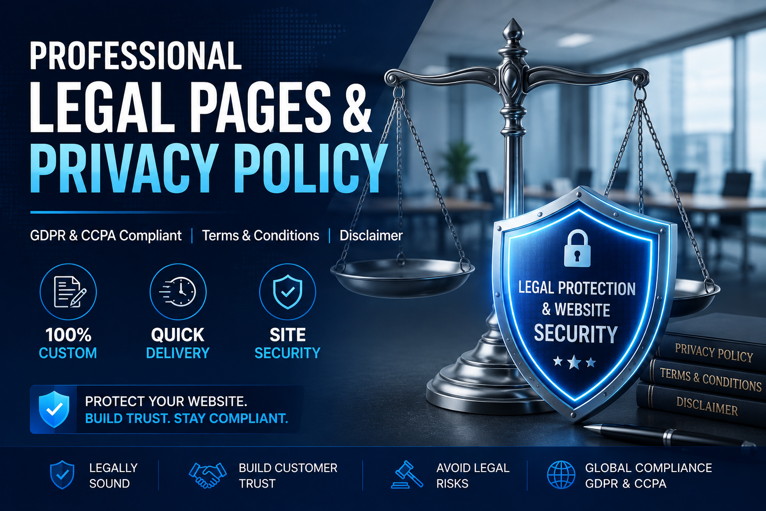 I will create professional legal pages, privacy policy, and terms for your website