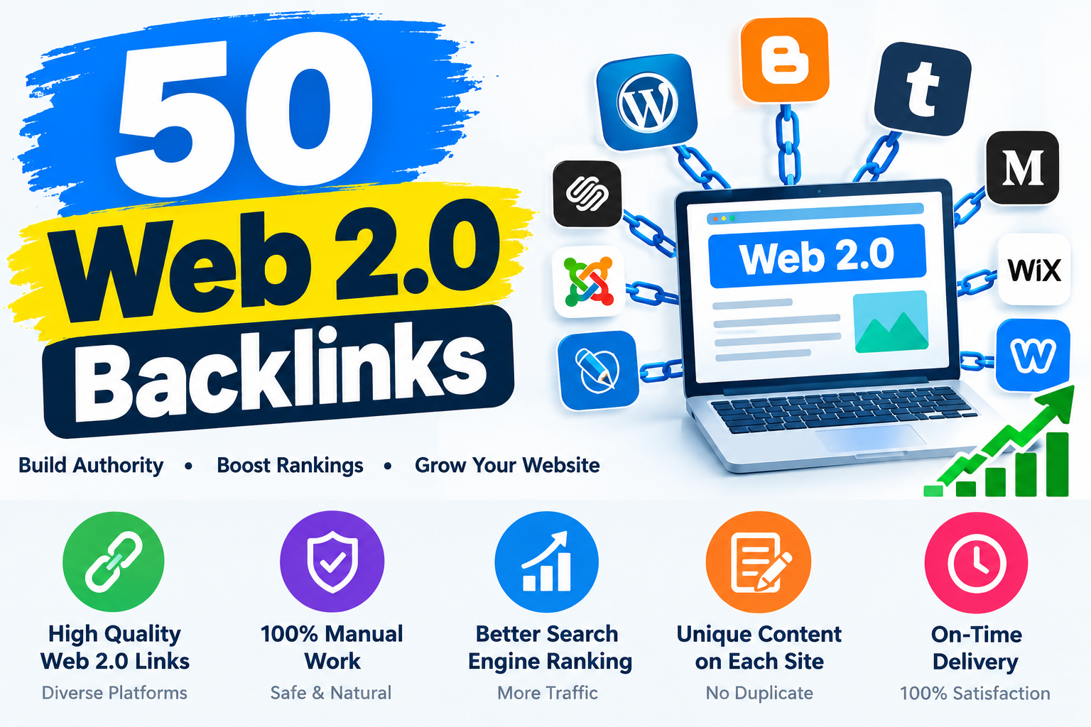 I Will Create 50 Best Web 2.0 Backlinks for SEO